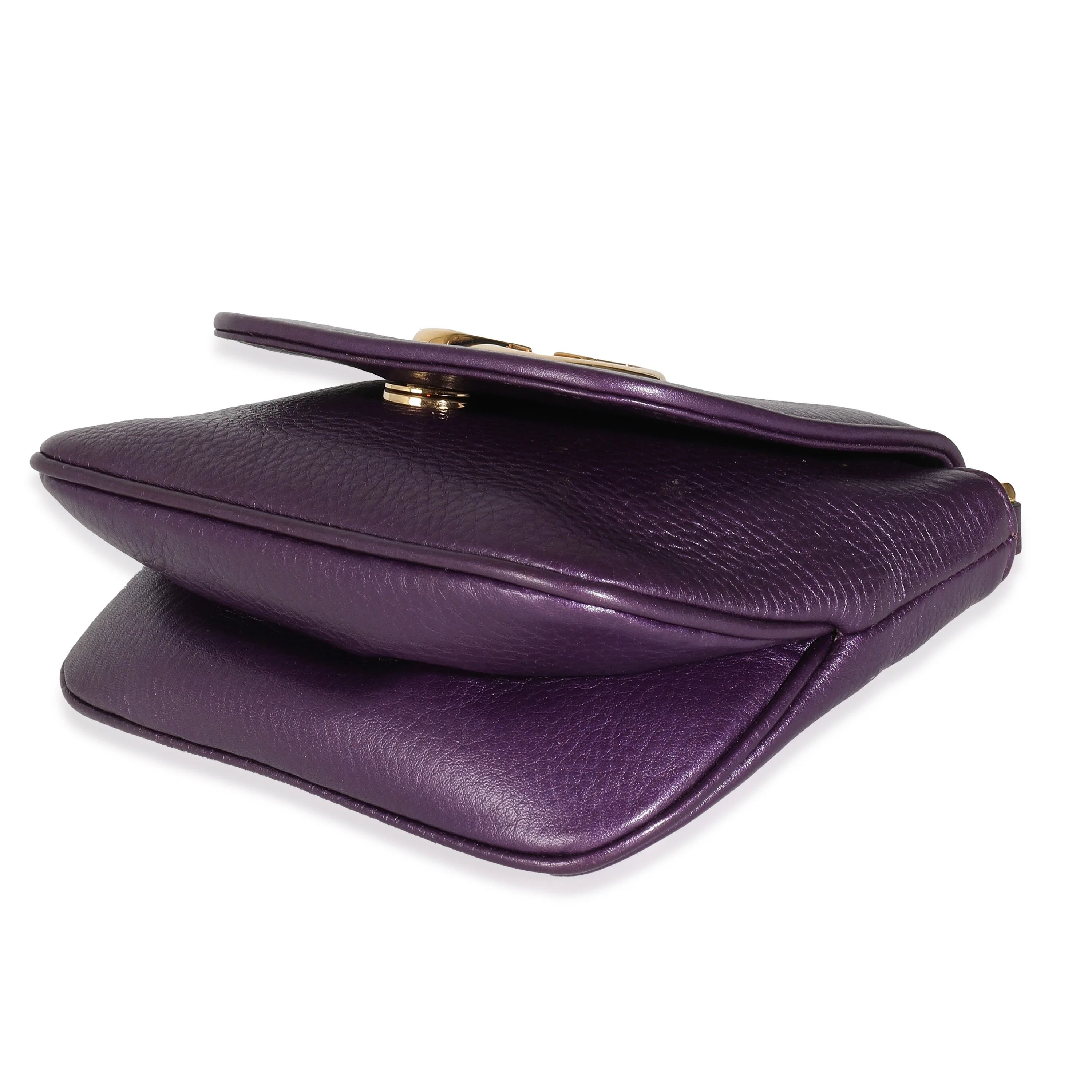 Metallic Purple Pebbled Leather Small 1973 Chain Shoulder Bag - Image 6