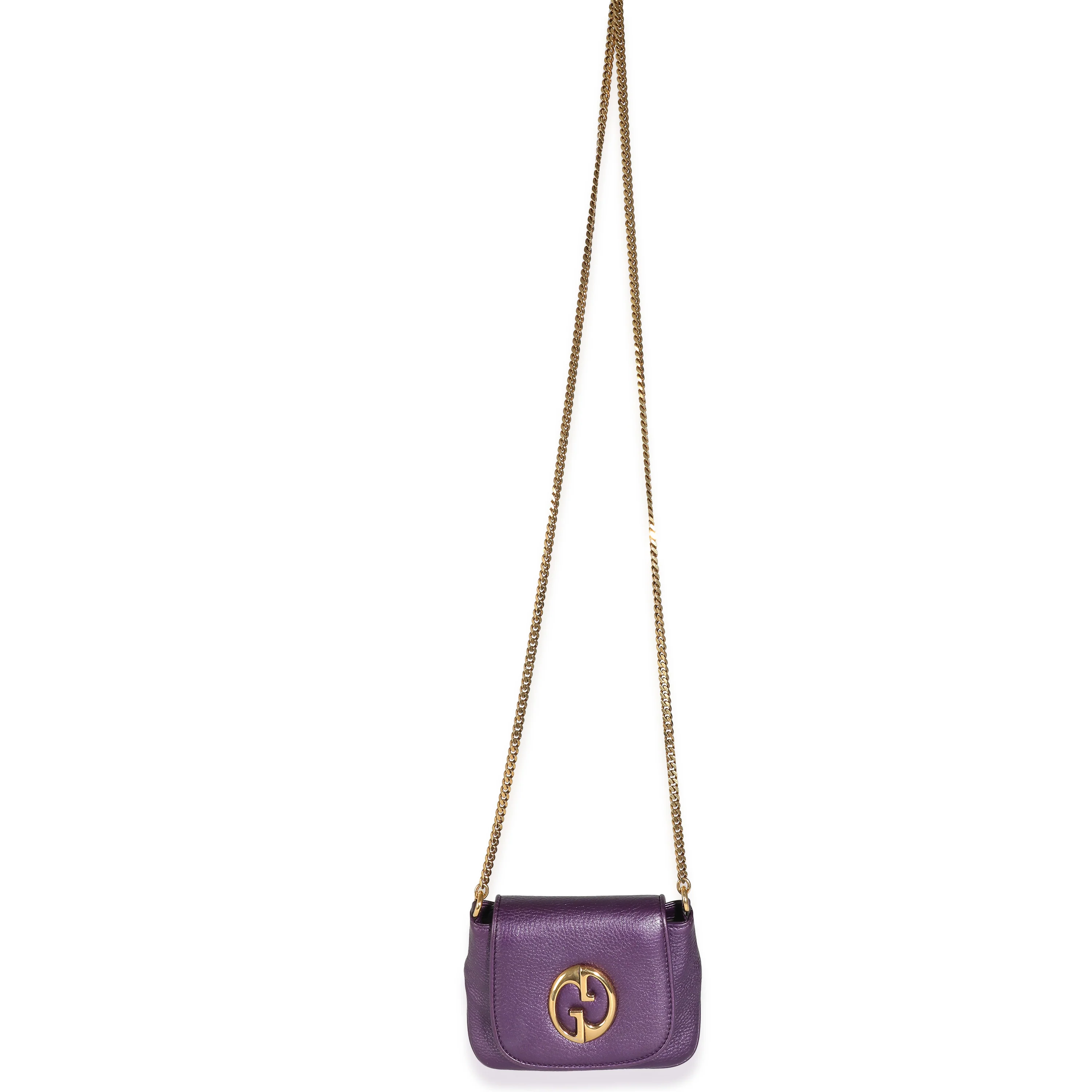 Metallic Purple Pebbled Leather Small 1973 Chain Shoulder Bag - Image 8