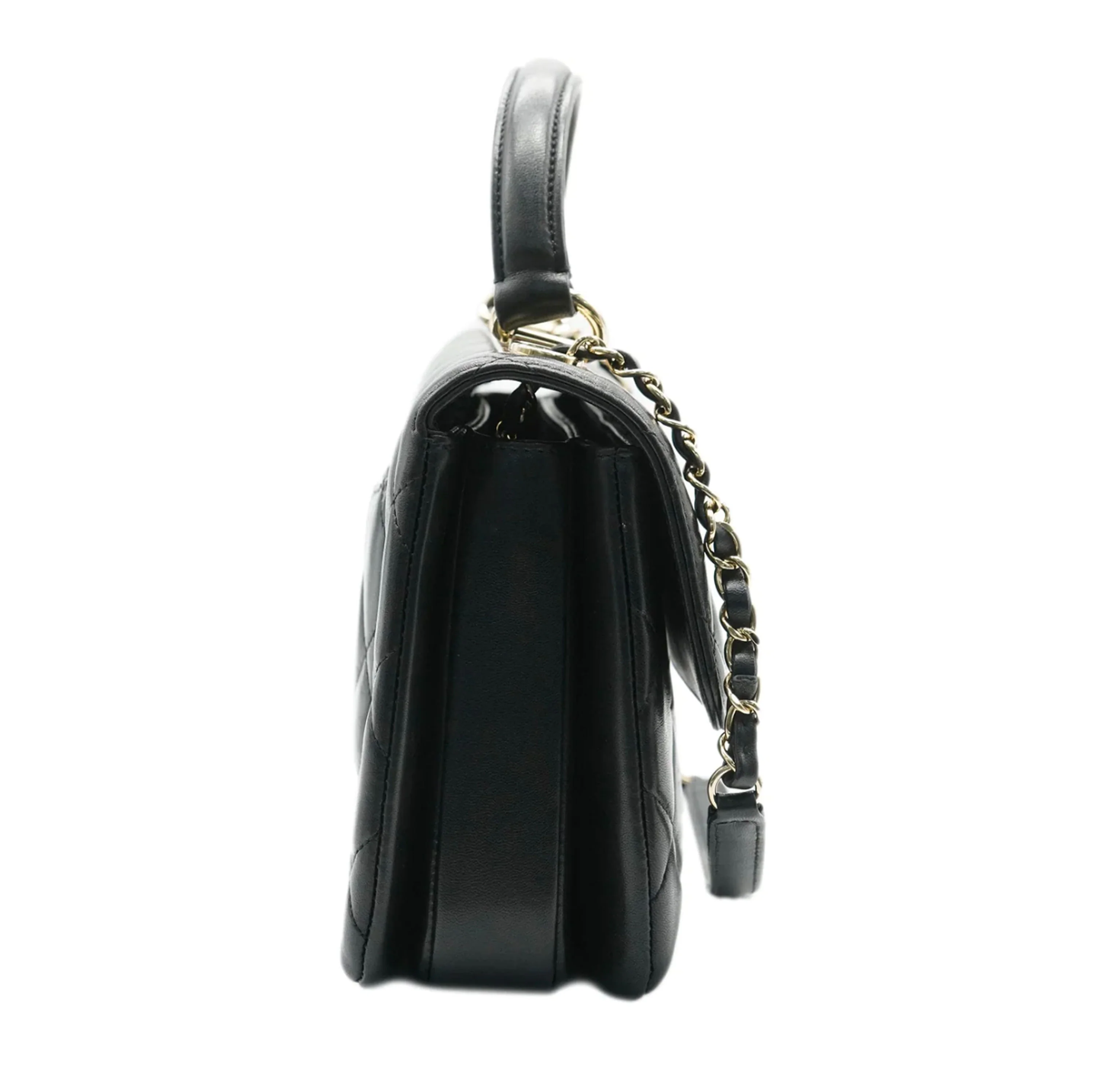 Black Quilted Lambskin Small Trendy CC Dual Handle Flap Bag - Image 2