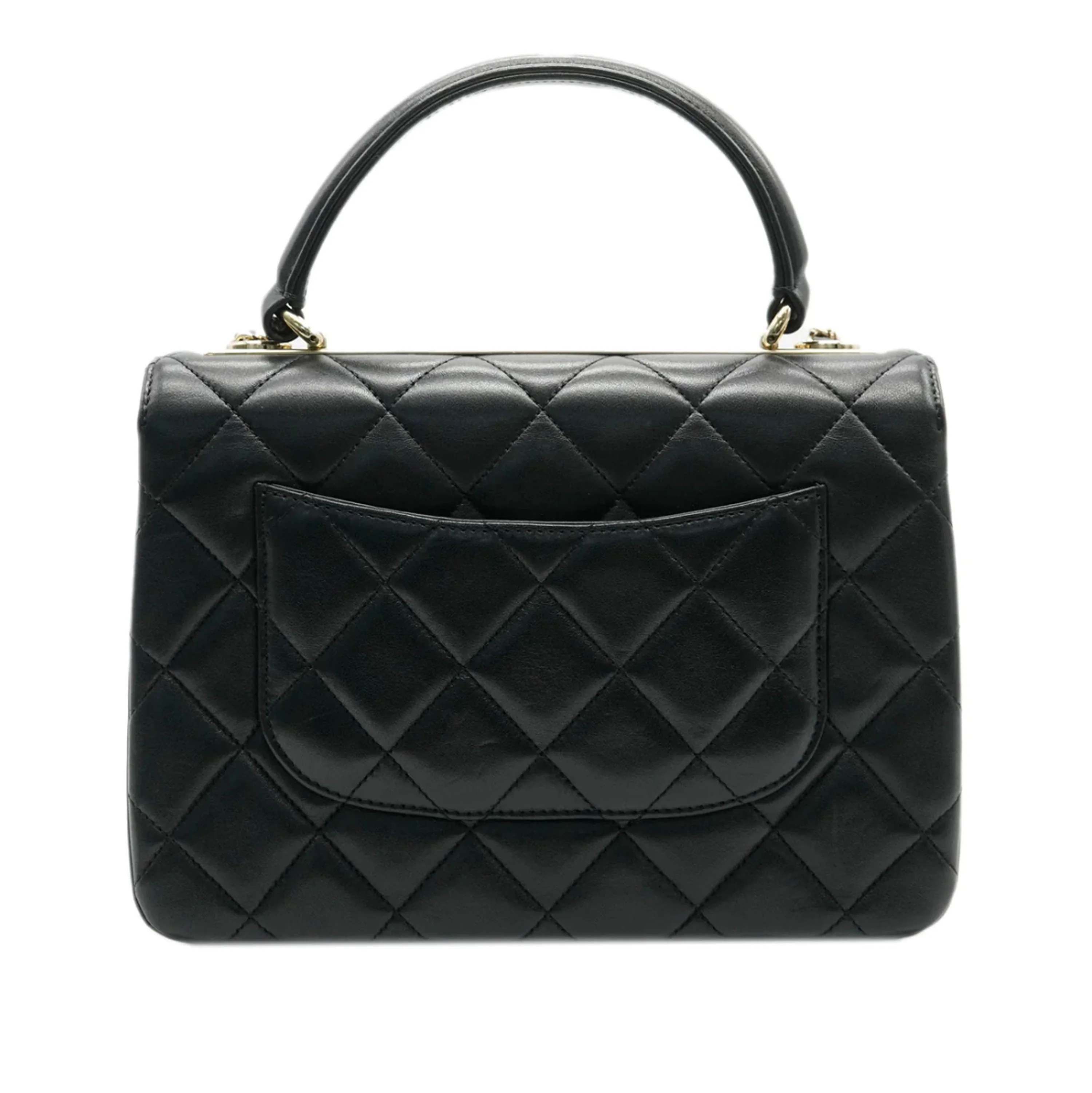Black Quilted Lambskin Small Trendy CC Dual Handle Flap Bag - Image 4