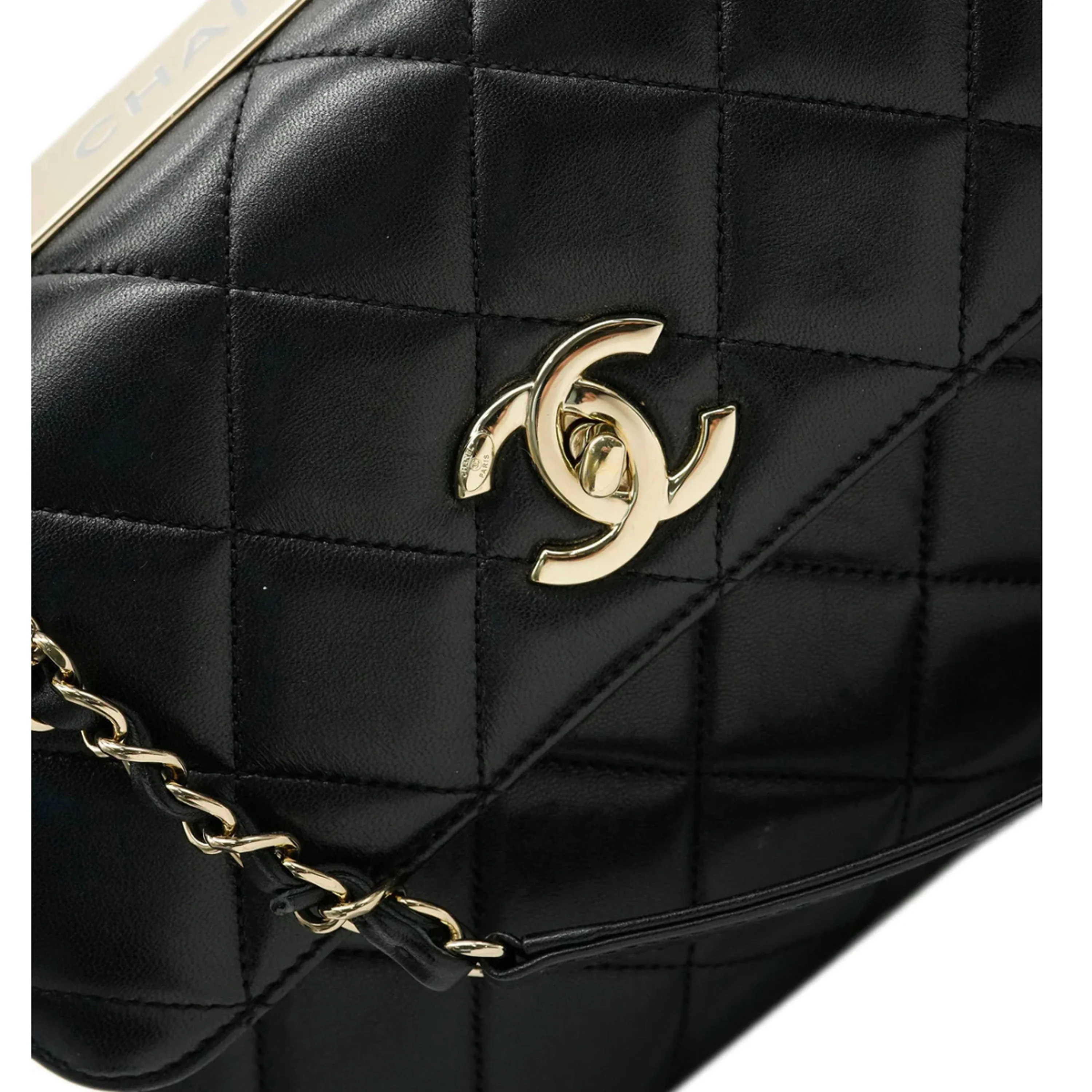 Black Quilted Lambskin Small Trendy CC Dual Handle Flap Bag - Image 8