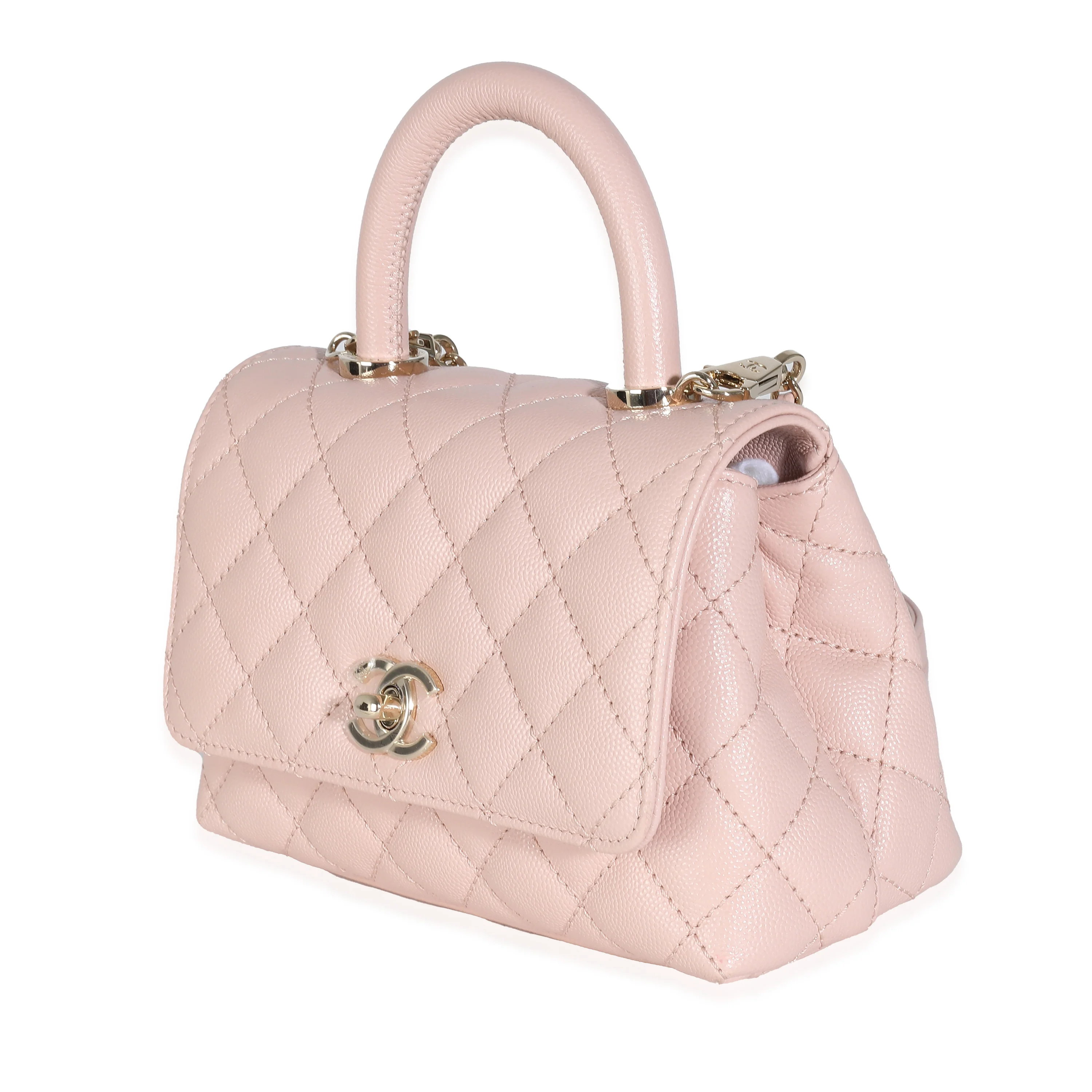 Chanel 21A Light Pink Quilted Caviar Mini Coco Top Handle - Image 2