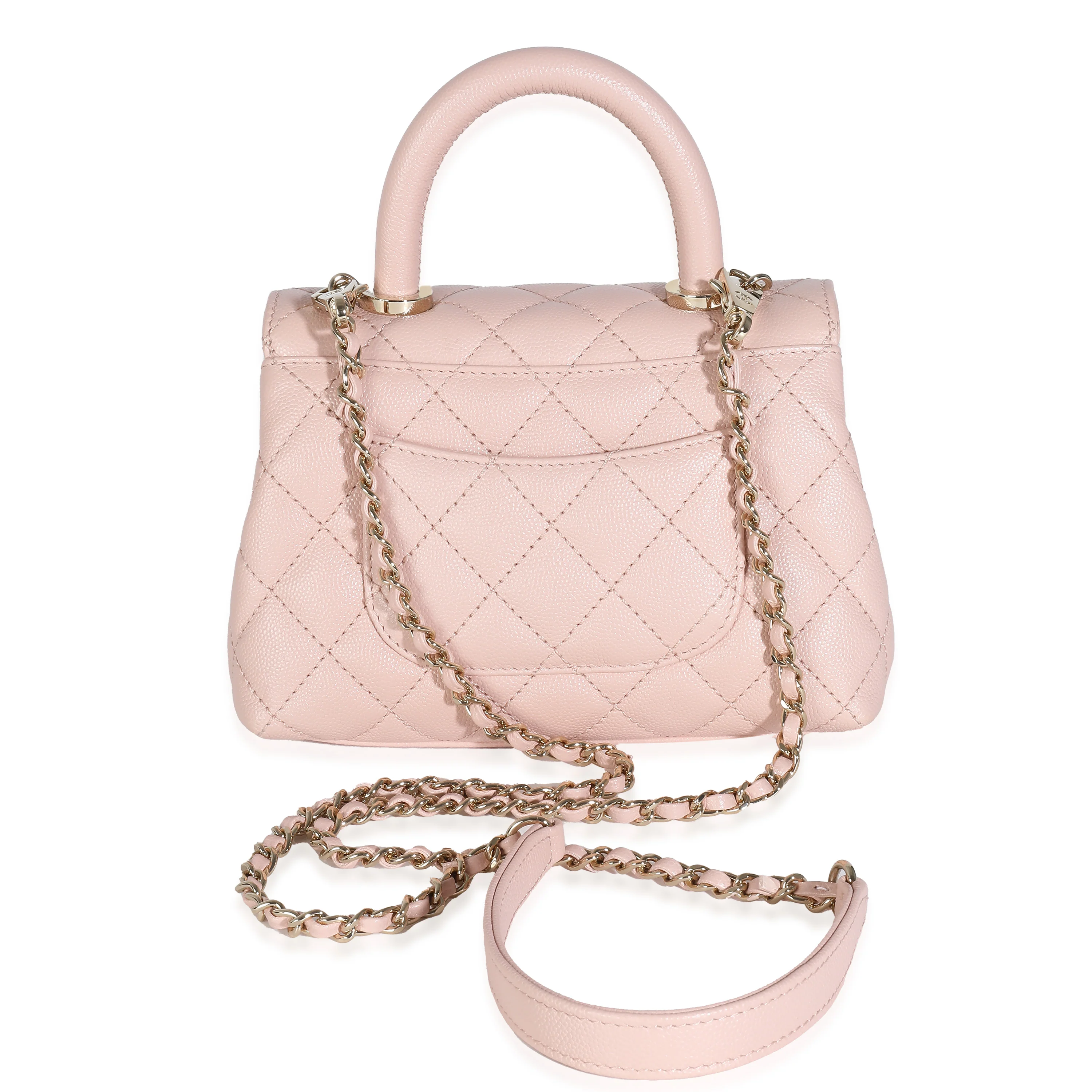 Chanel 21A Light Pink Quilted Caviar Mini Coco Top Handle - Image 5