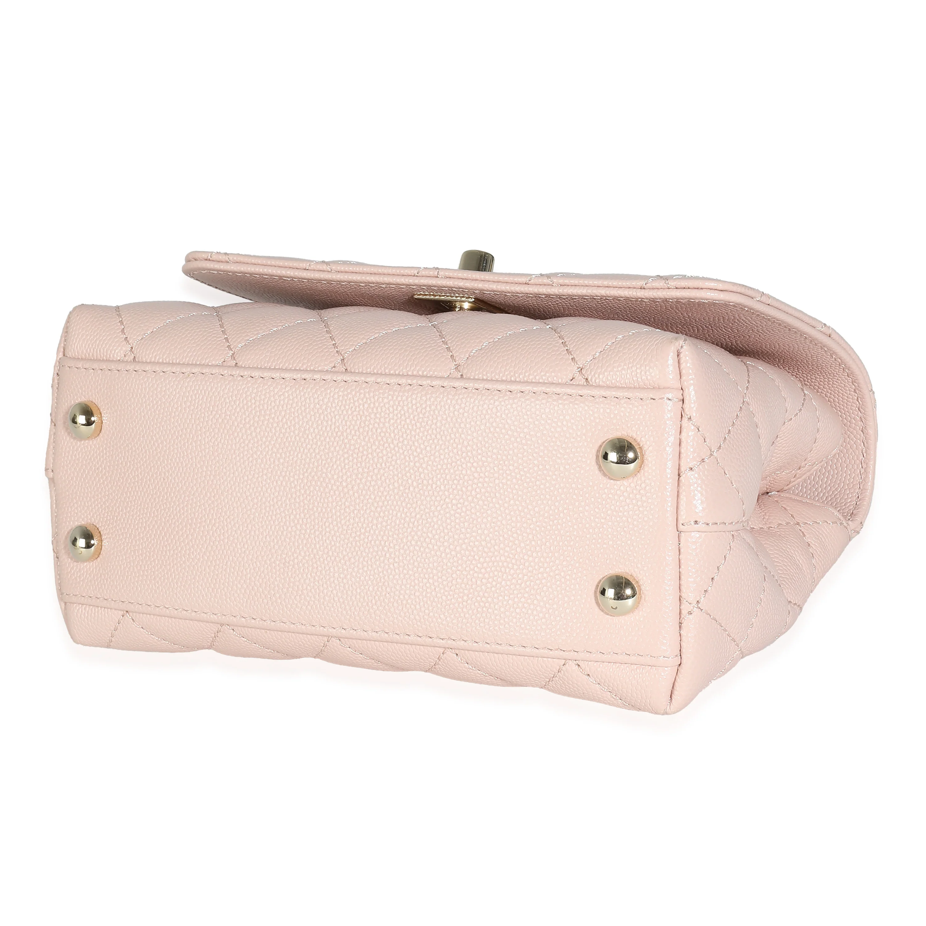 Chanel 21A Light Pink Quilted Caviar Mini Coco Top Handle - Image 6