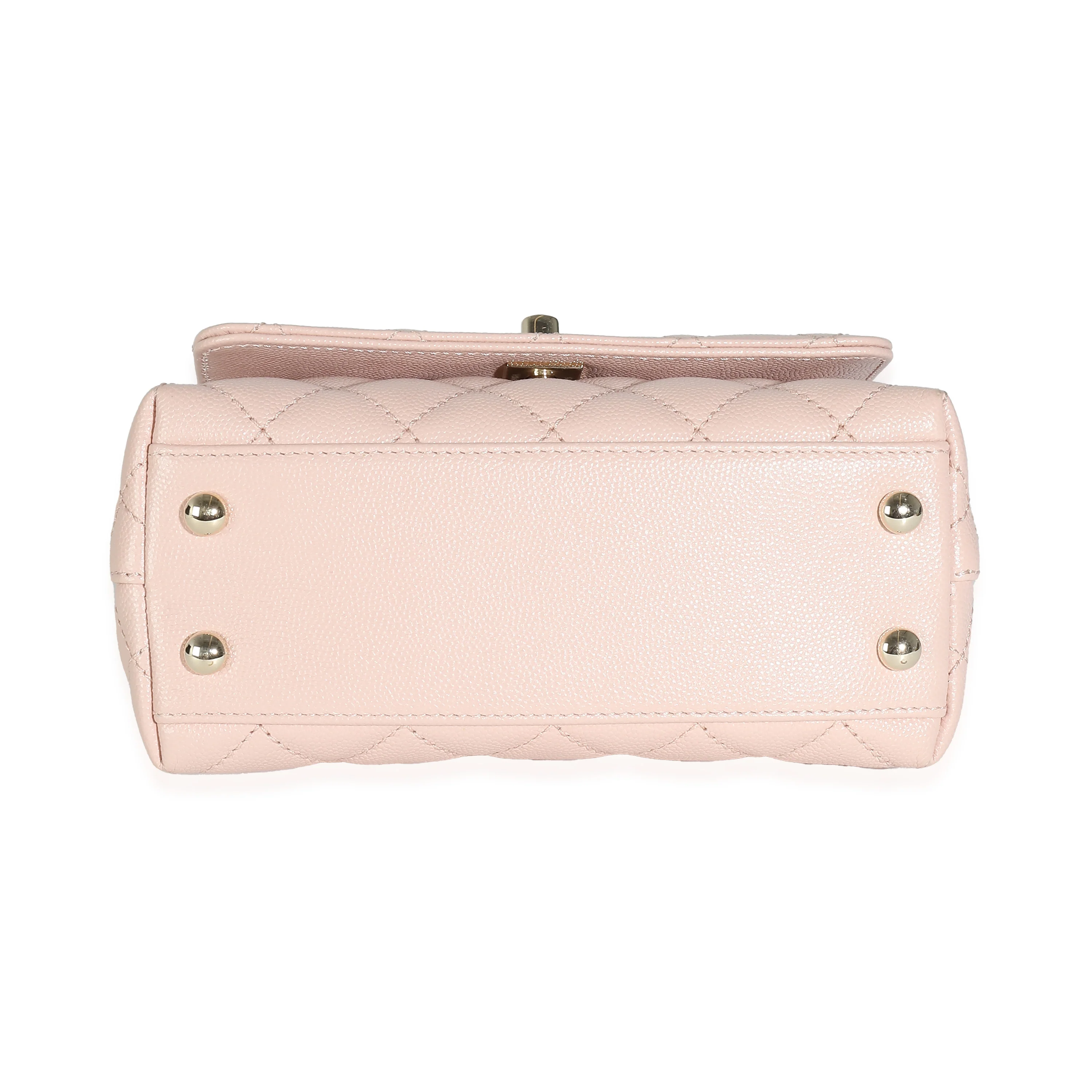 Chanel 21A Light Pink Quilted Caviar Mini Coco Top Handle - Image 7