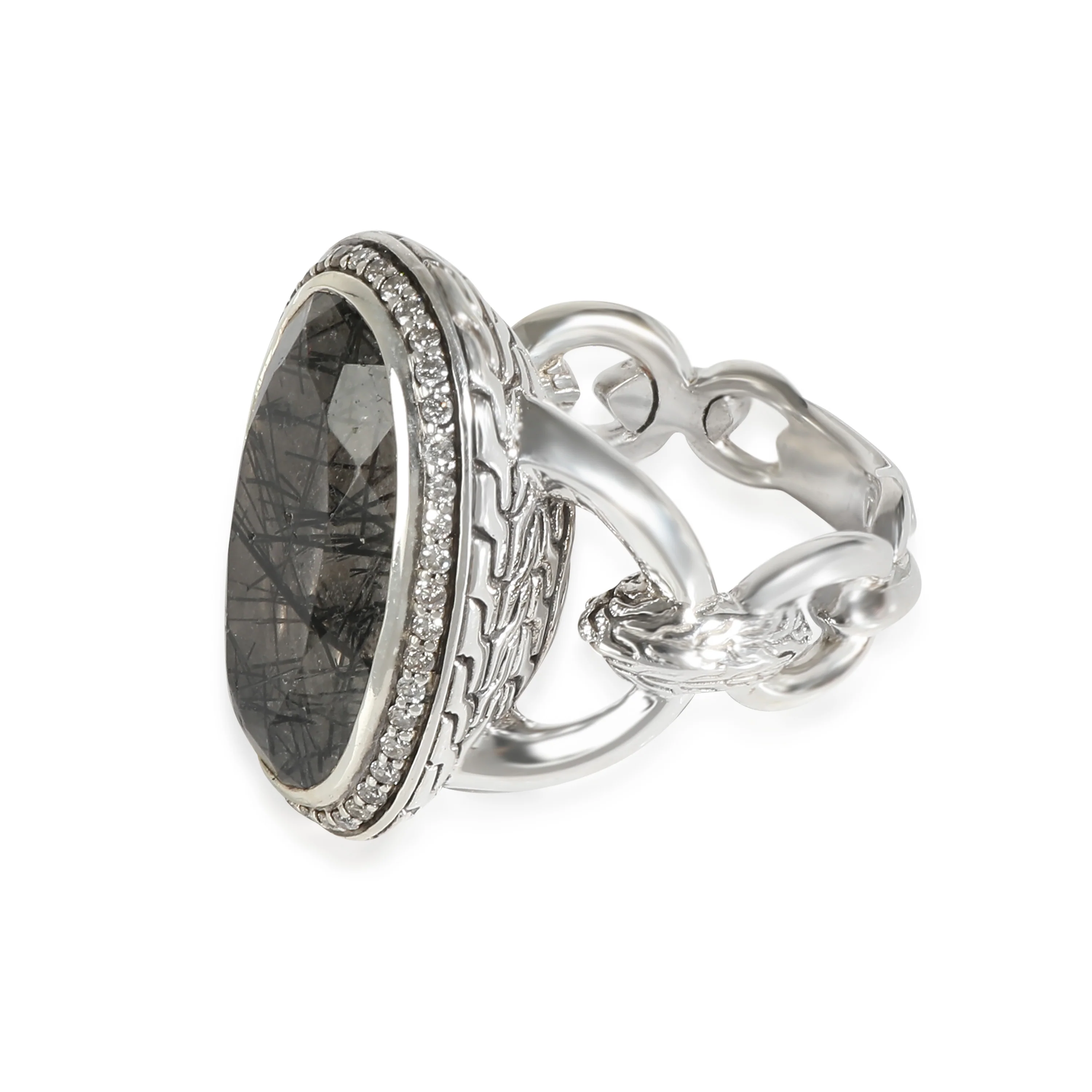 Classic Rutilated Quartz Knige Edge Ring Sterling Silver 0.35CTW - Image 2