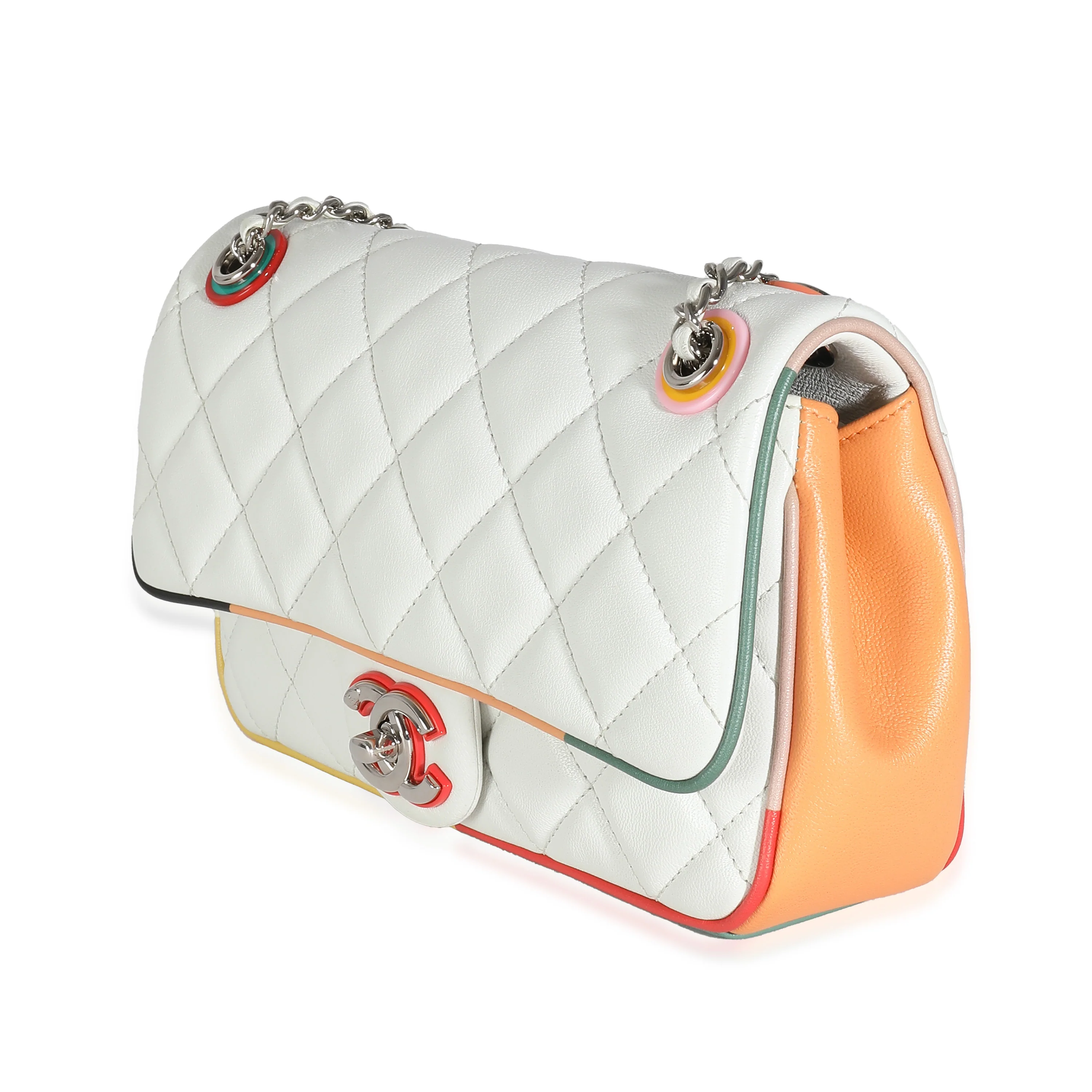 Chanel 17C White Multicolor Quilted Lambskin Small Cuba Color Flap Bag - Image 2