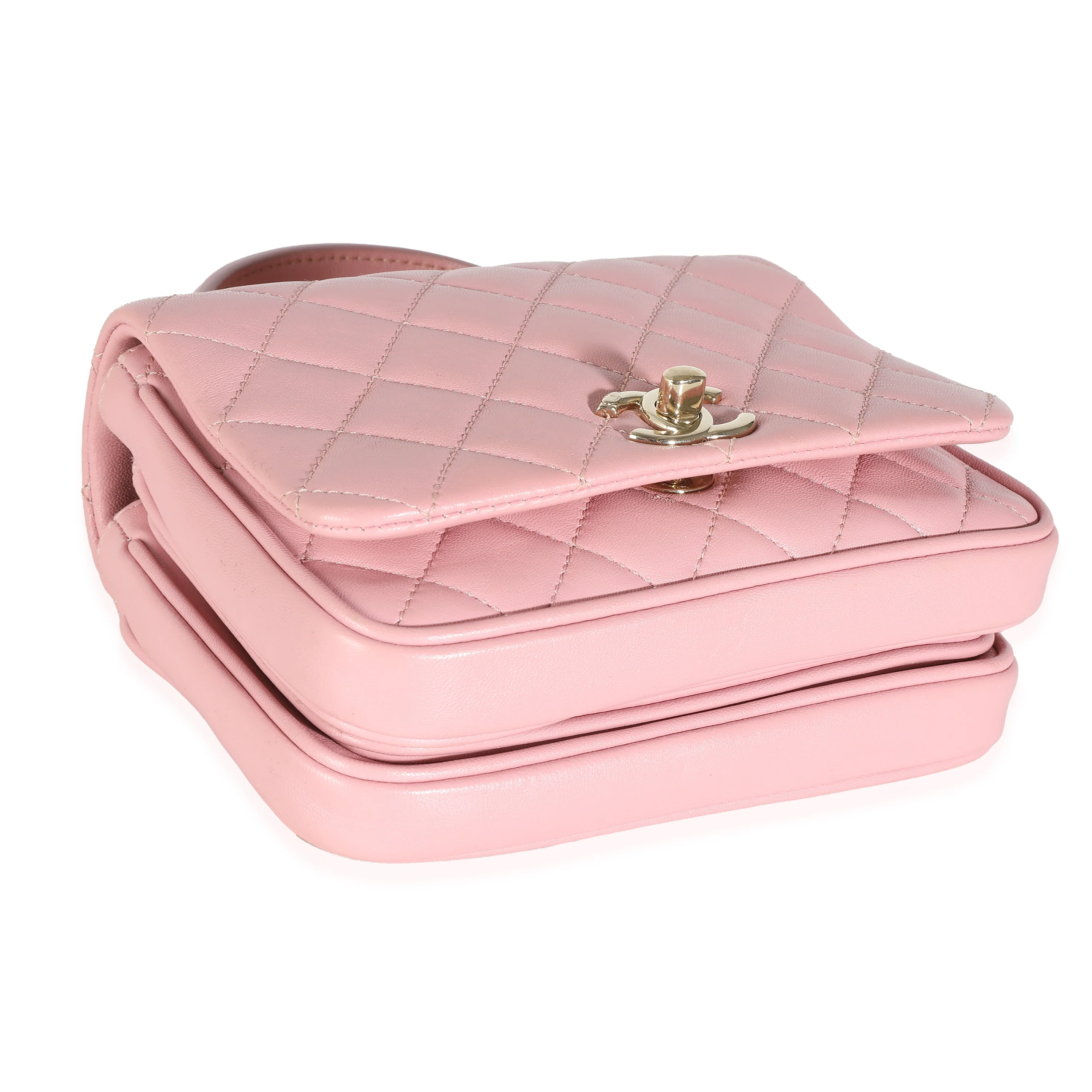 Pink Quilted Lambskin Mini Citizen Chic Flap Bag - Image 6