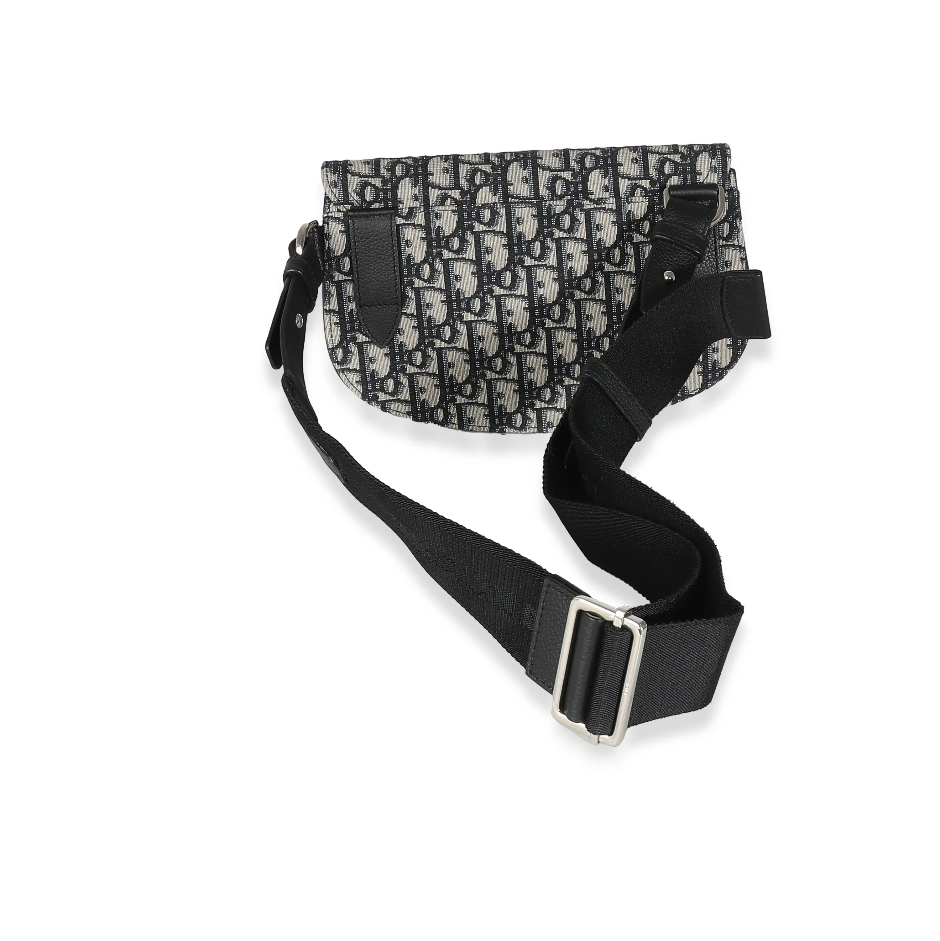 Dior Navy Ecru Oblique Canvas Saddle Bag - Image 4