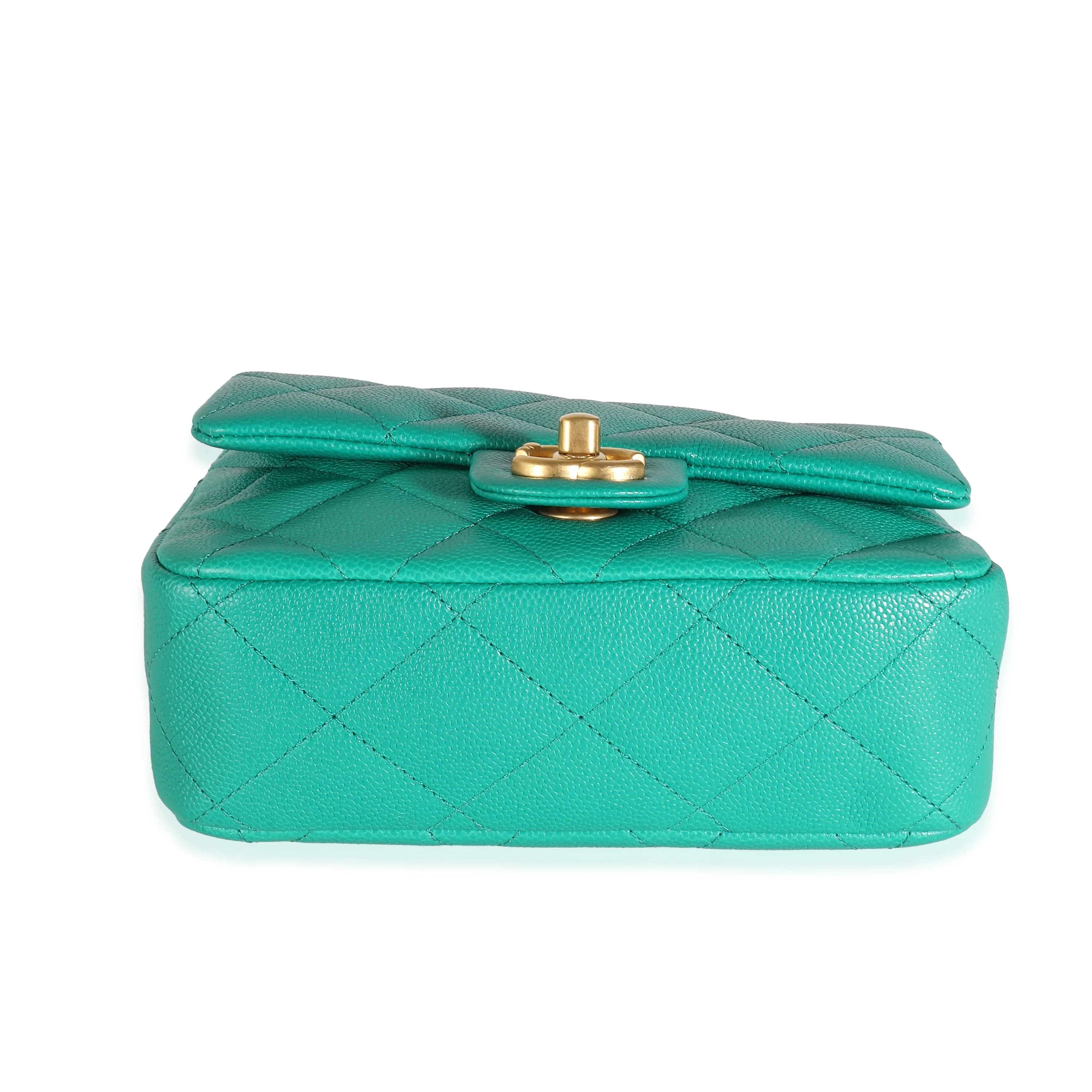 Green Quilted Caviar Sweetheart Mini Flap Handbag - Image 5