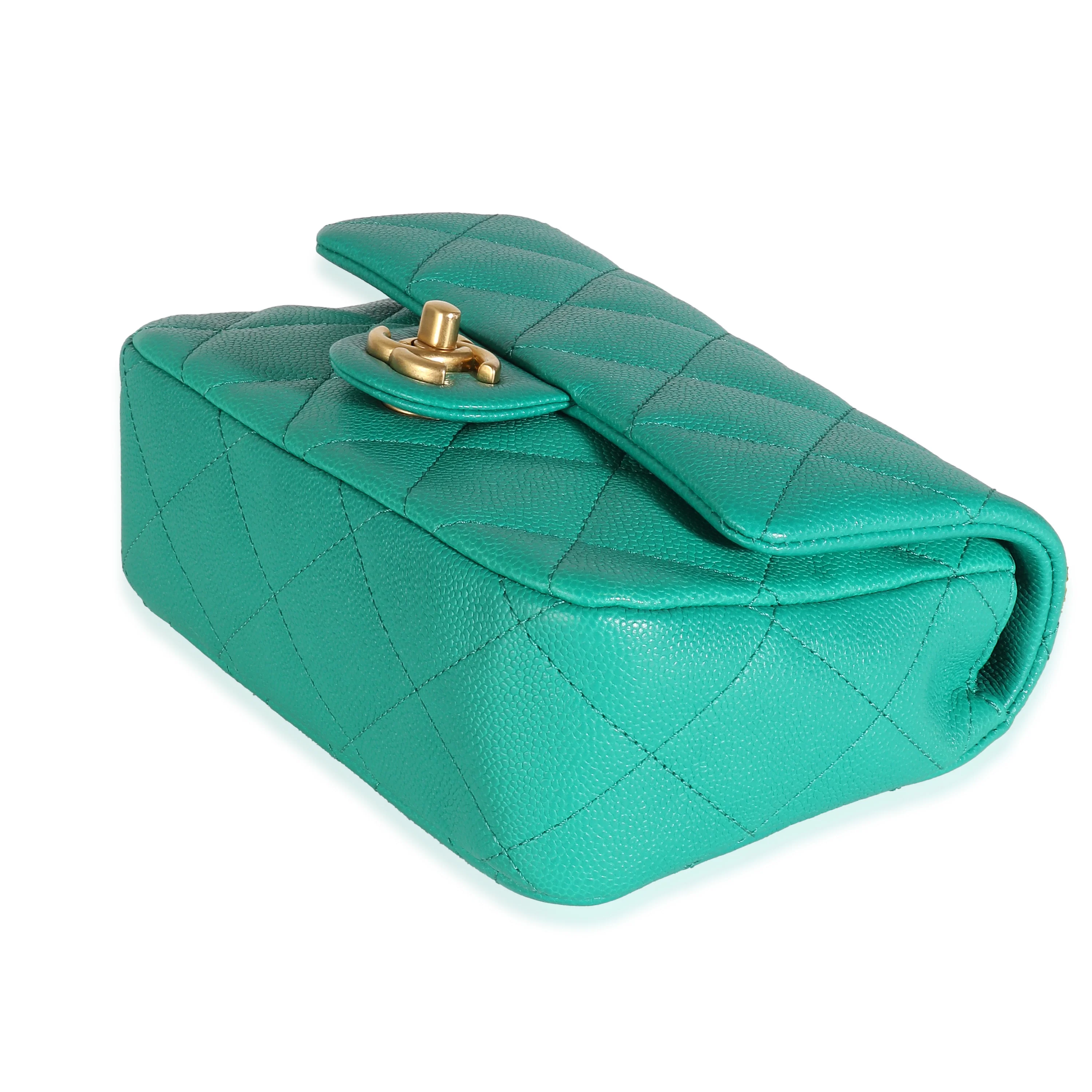 Green Quilted Caviar Sweetheart Mini Flap Handbag - Image 7