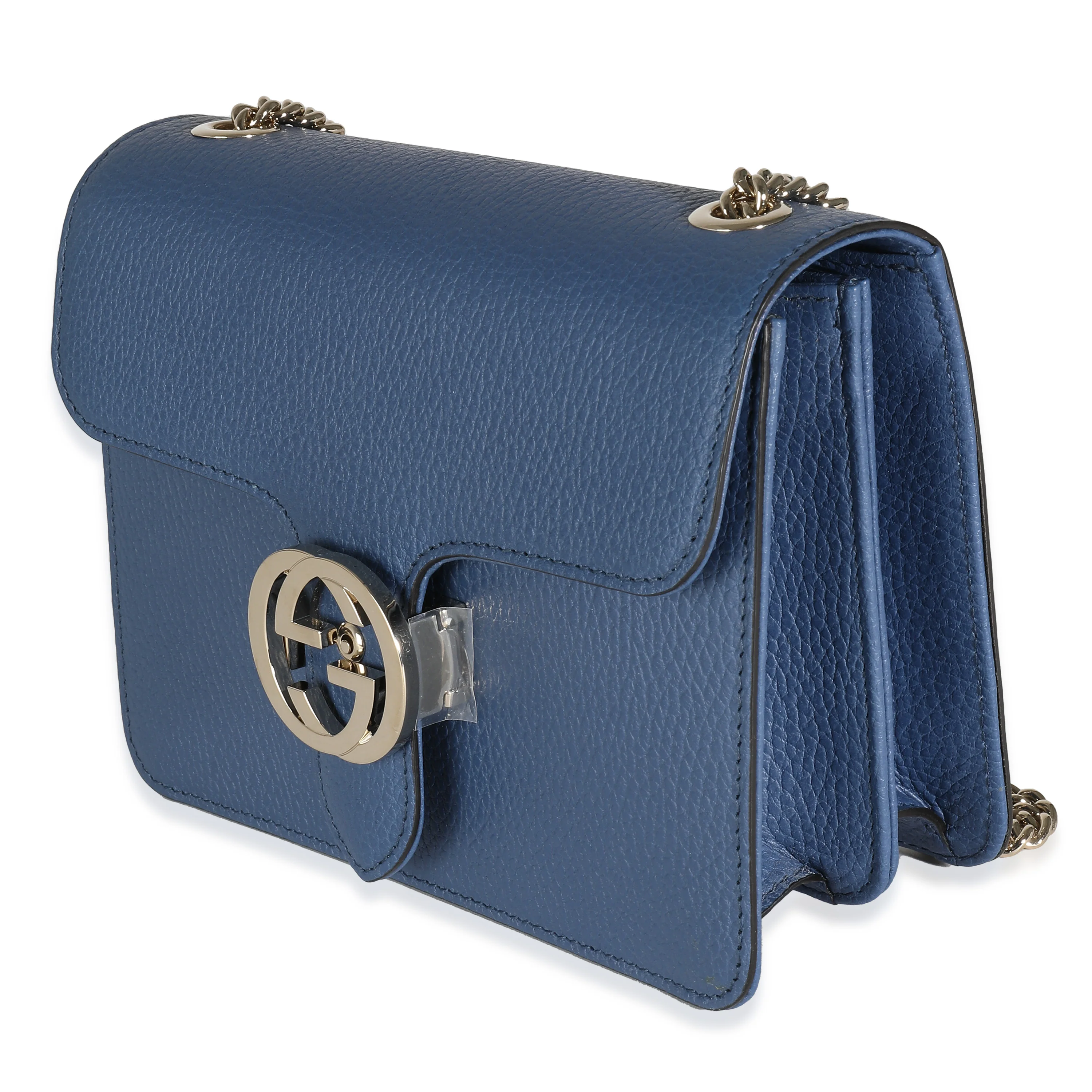 Gucci Blue Dollar Calfskin Small Interlocking G Chain Bag - Image 2