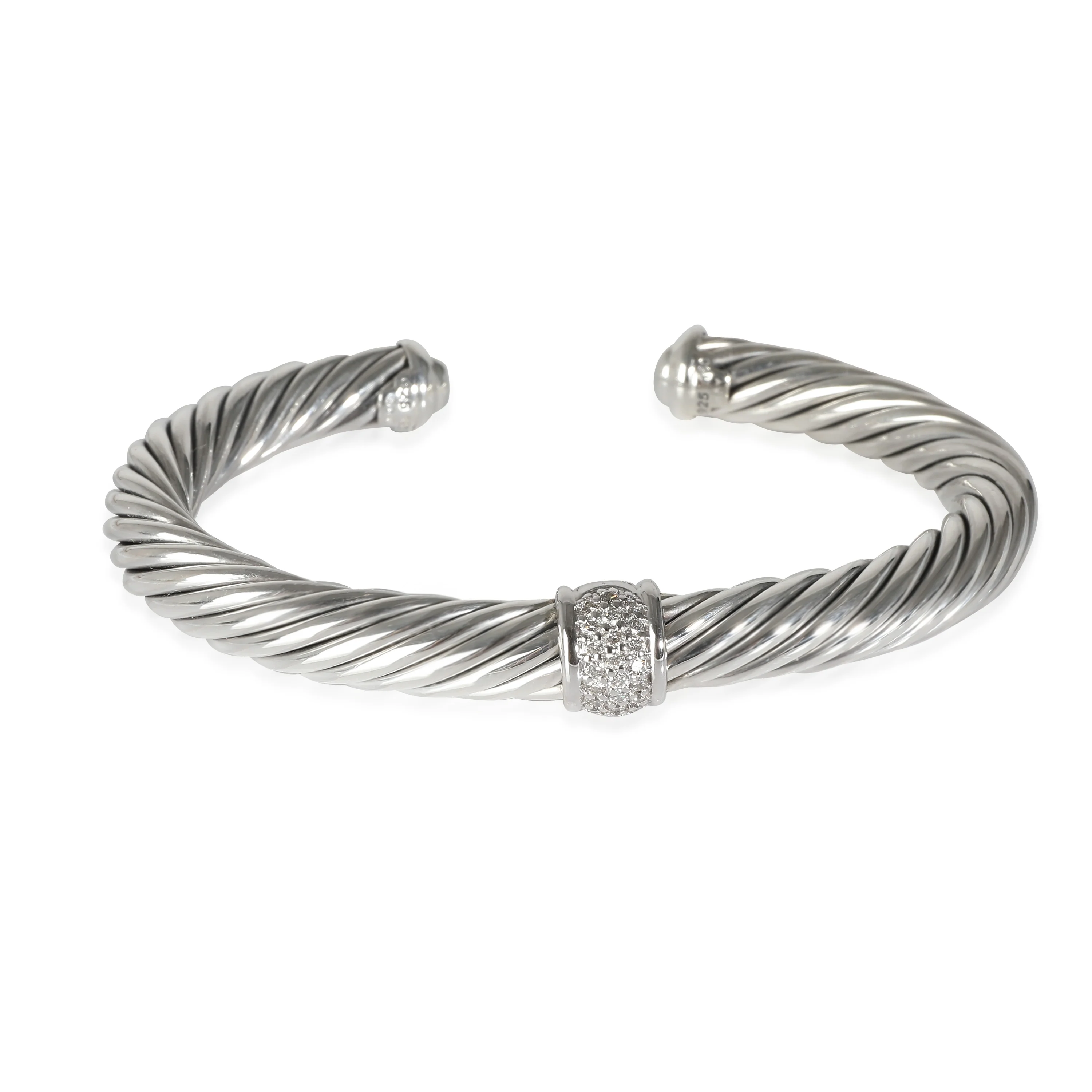 Cable Classic Bracelet in 18k White Gold/Sterling Silver 0.22 CTW