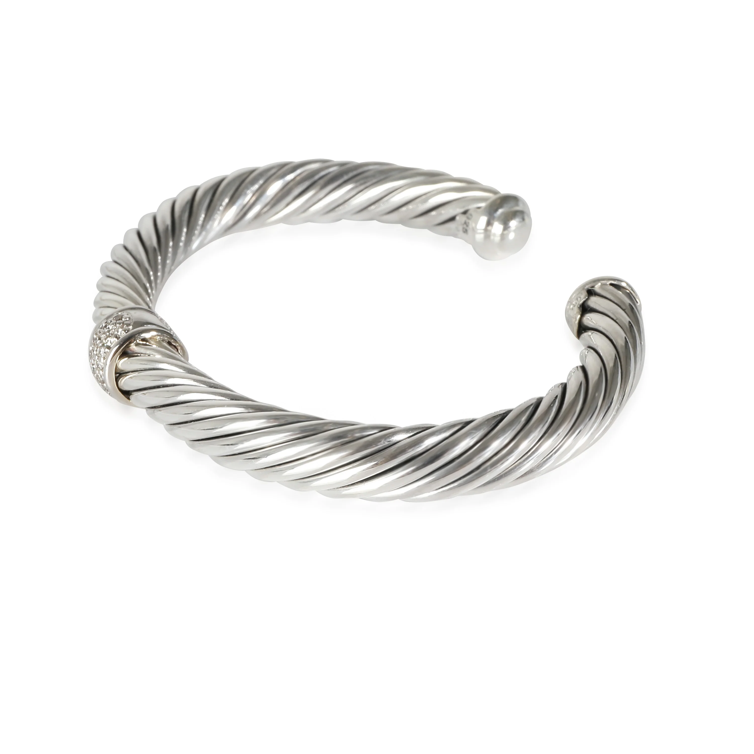 Cable Classic Bracelet in 18k White Gold/Sterling Silver 0.22 CTW - Image 2