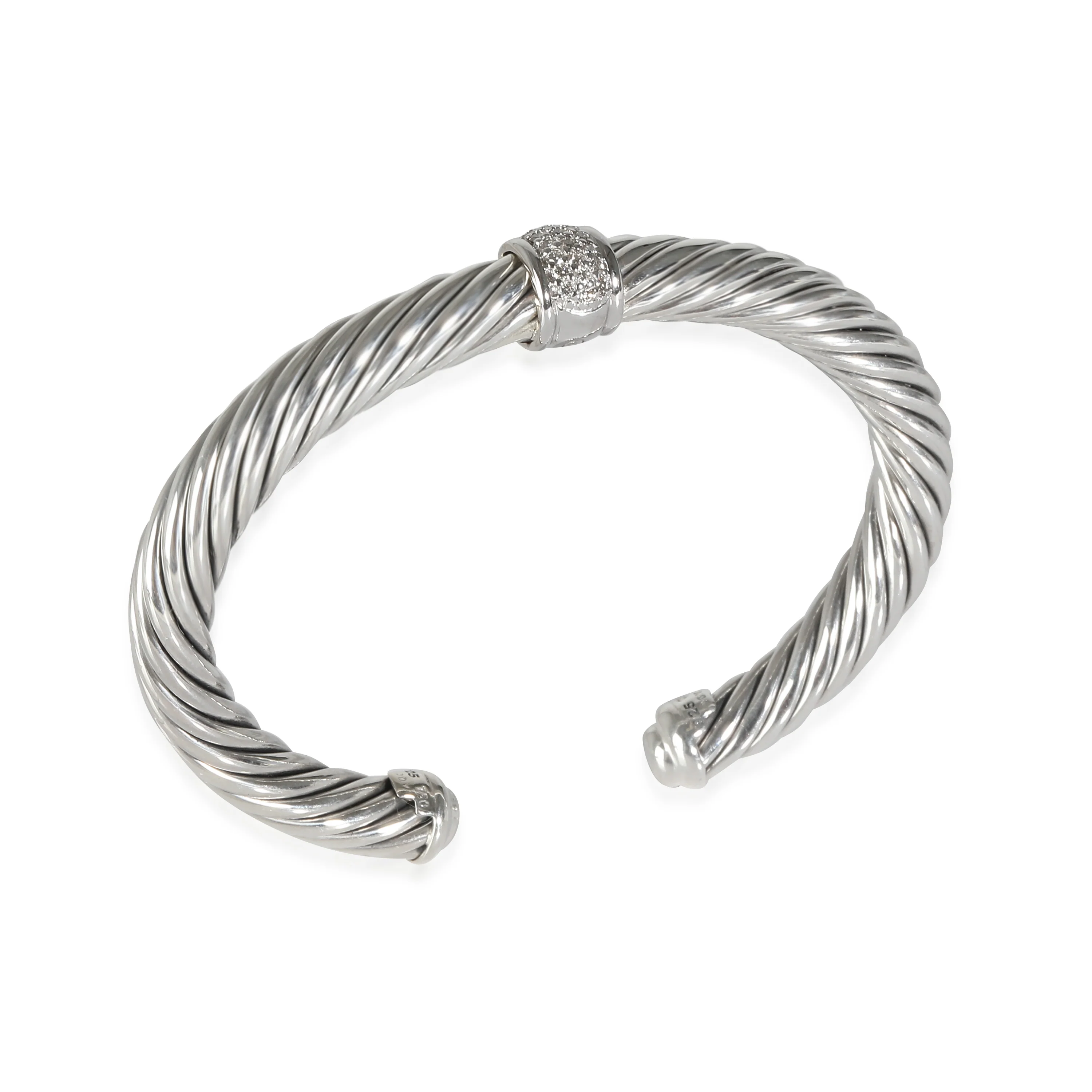 Cable Classic Bracelet in 18k White Gold/Sterling Silver 0.22 CTW - Image 4