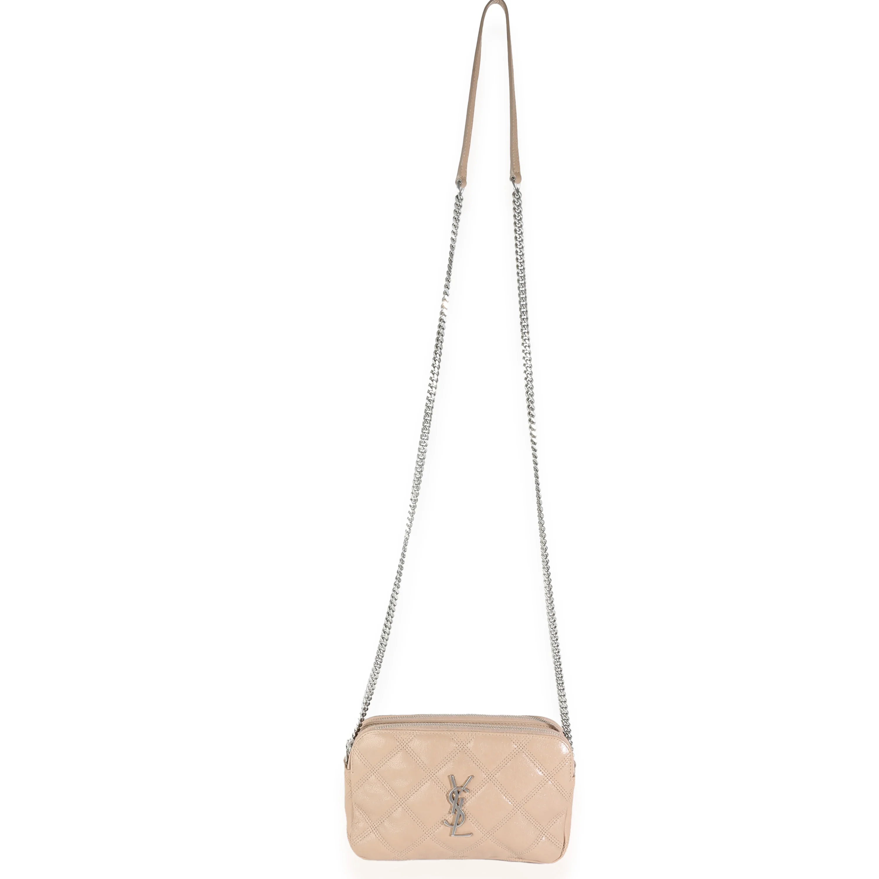Natural Tan Grained Lambskin Mini Becky Double Zip Bag - Image 8