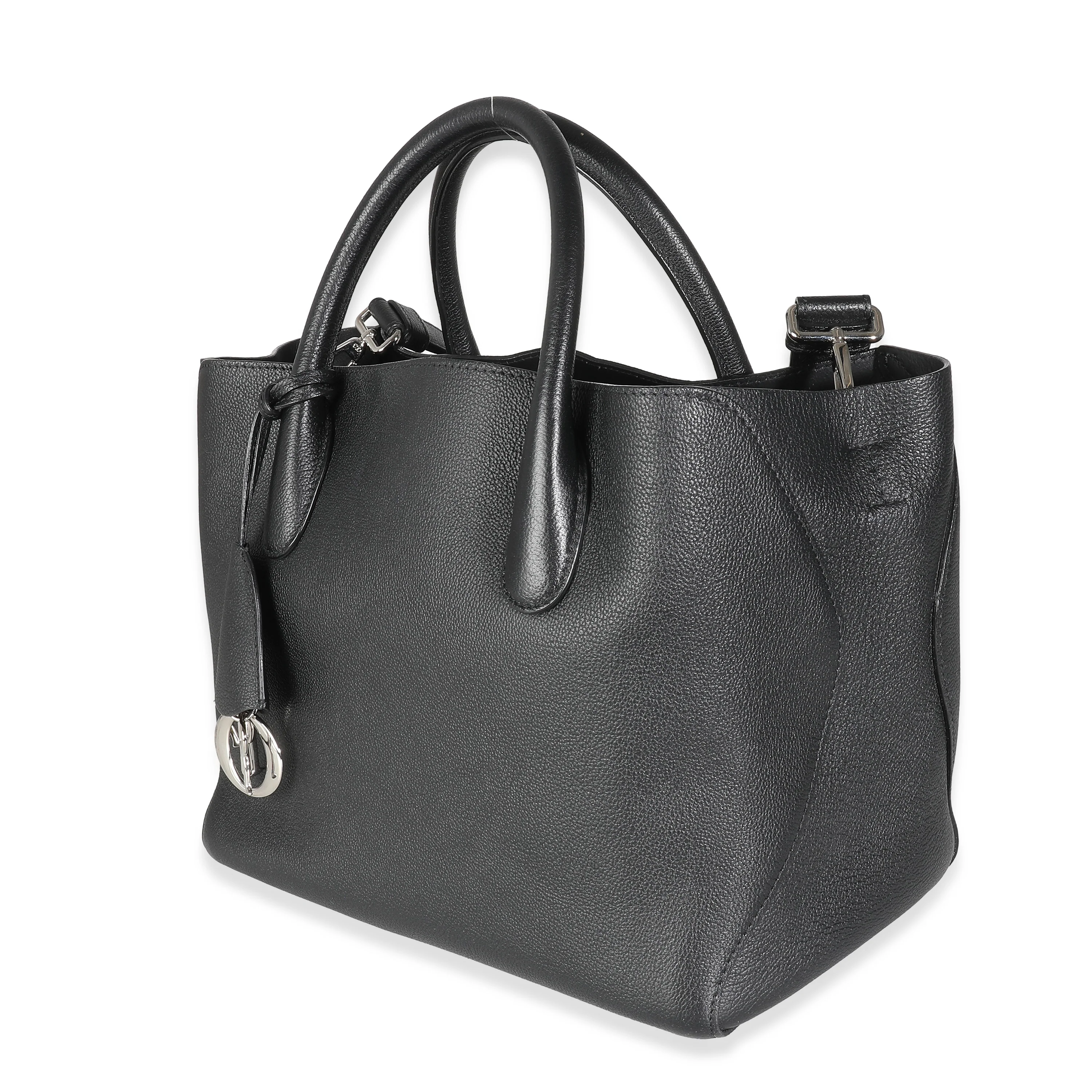 Black Supple Grained Calfskin Open Bar Tote - Image 2