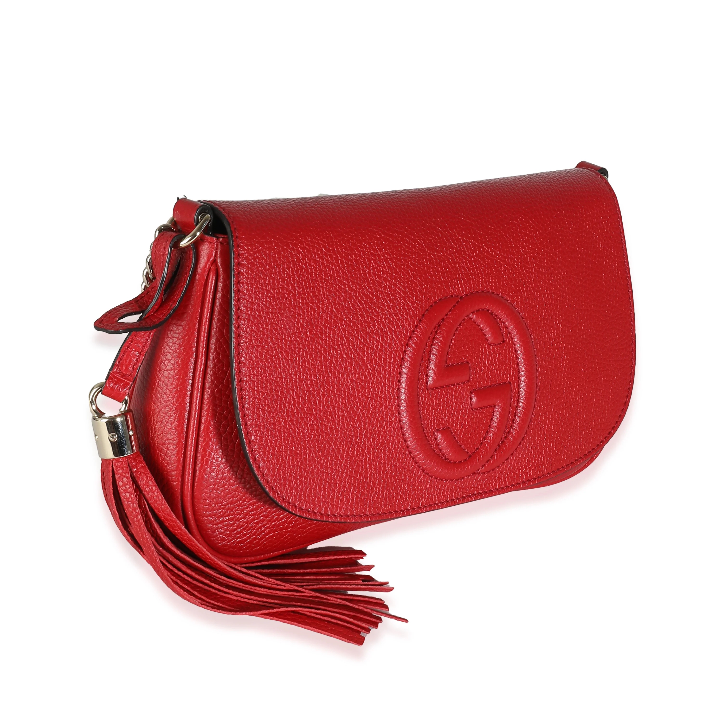 Gucci Red Pebbled Calfskin Medium Soho Flap Crossbody - Image 3
