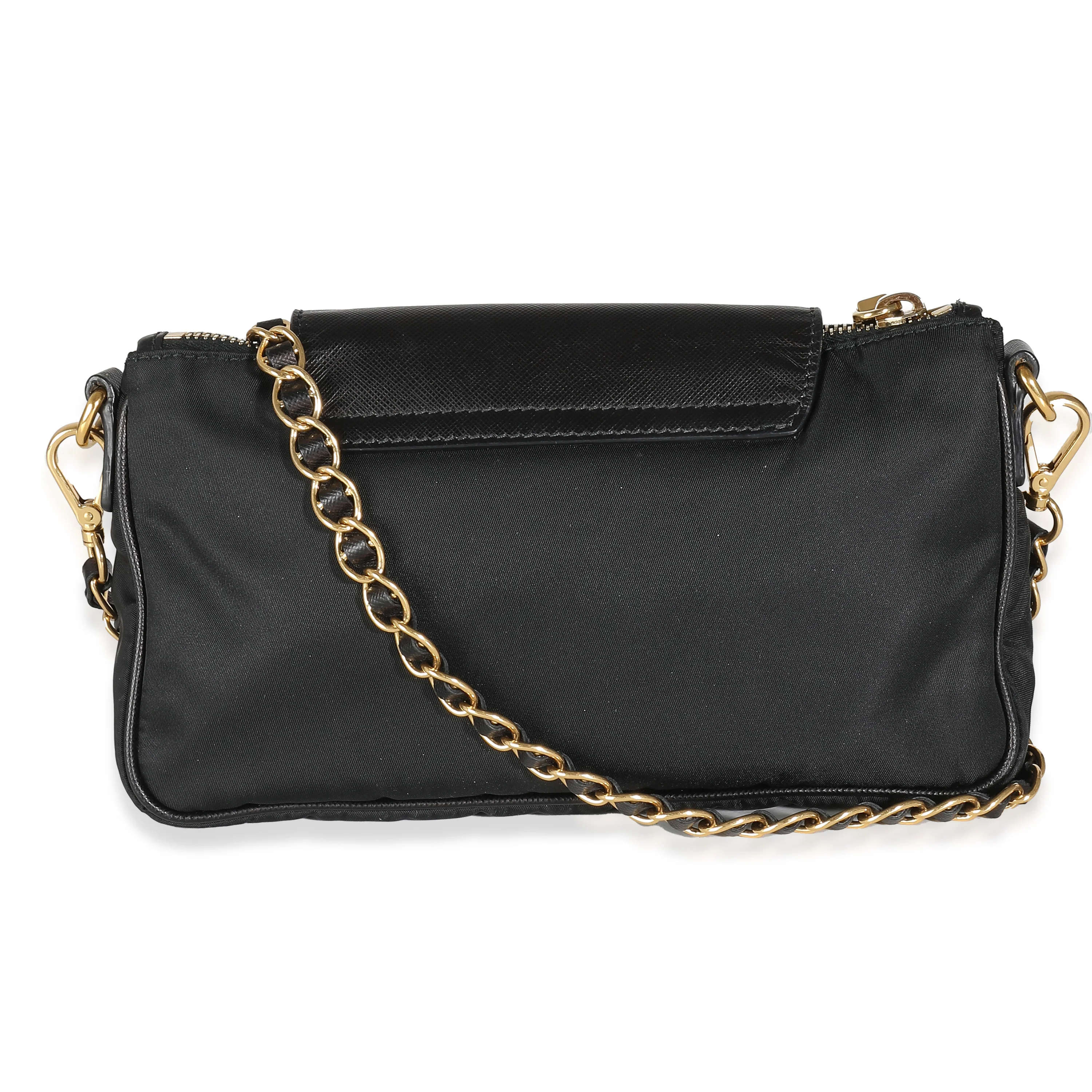 Black Tessuto Nylon Saffiano Small Flap Crossbody - Image 4
