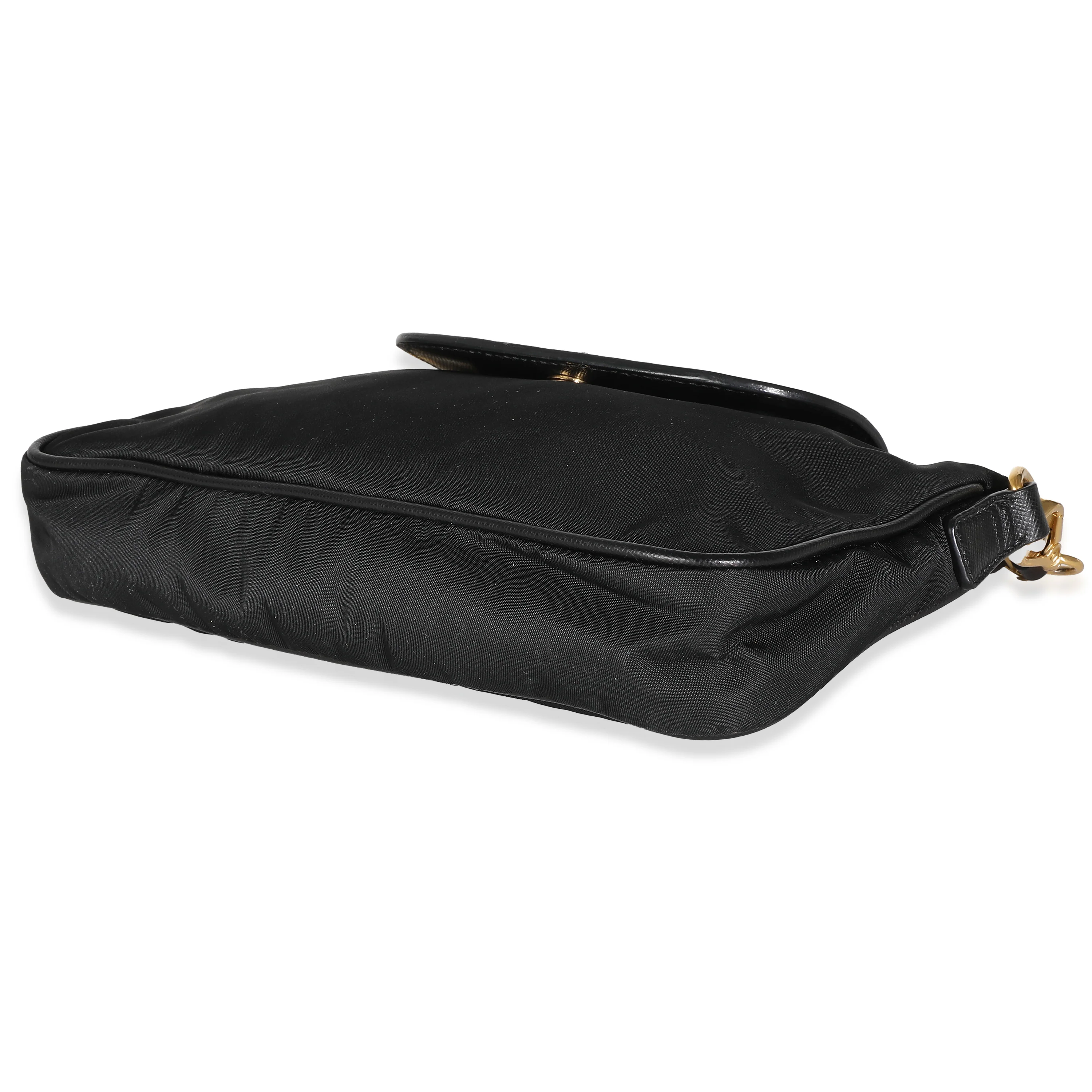 Black Tessuto Nylon Saffiano Small Flap Crossbody - Image 7