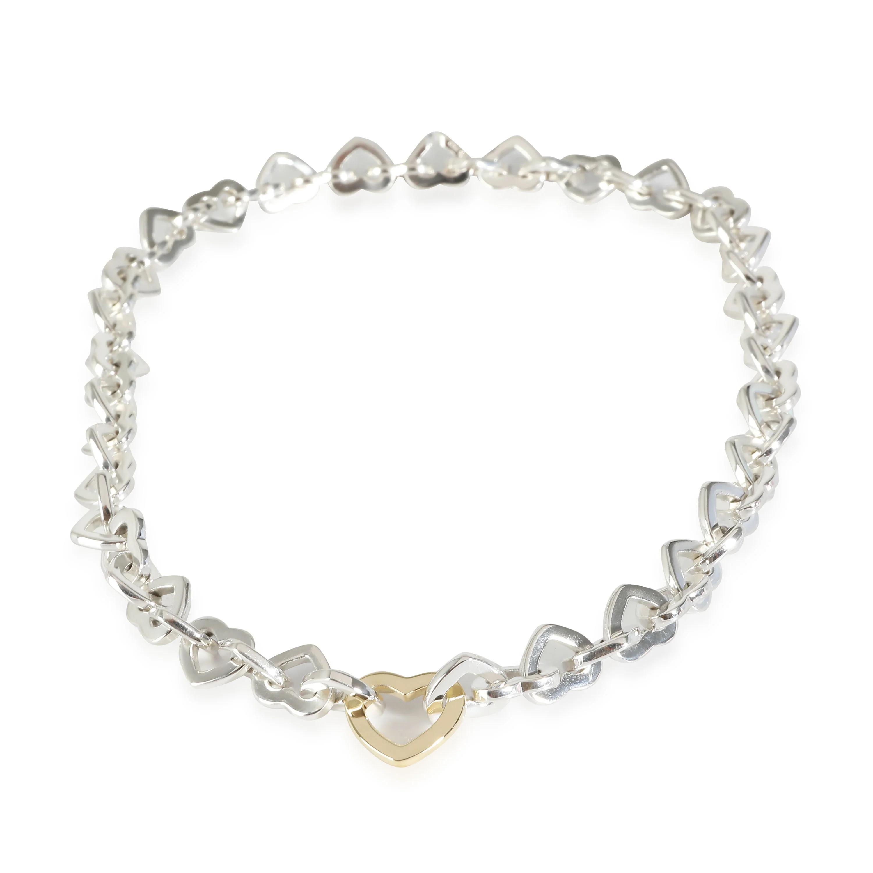 Heart Link Necklace in 18k Yellow Gold/Sterling Silver - Image 2