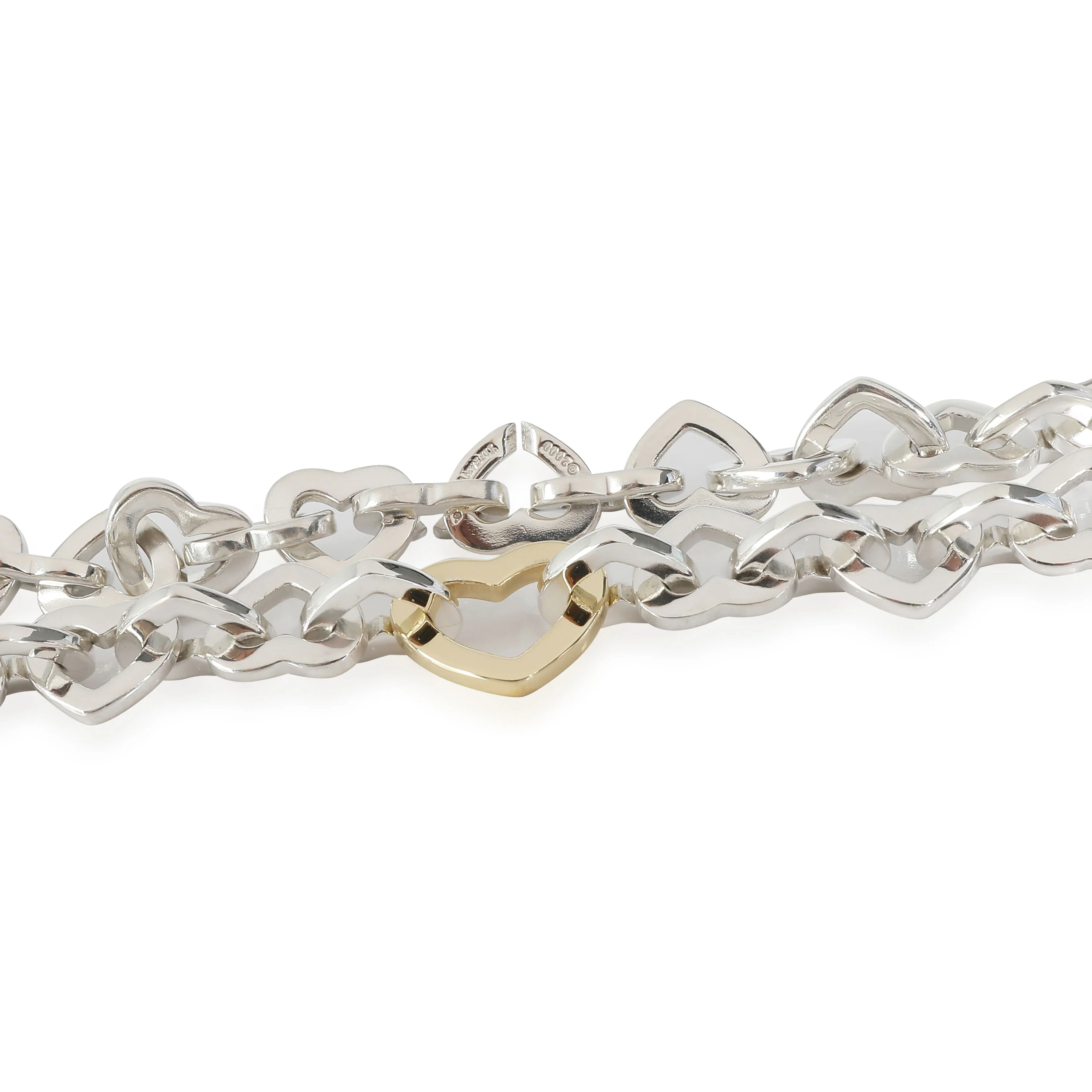 Heart Link Necklace in 18k Yellow Gold/Sterling Silver - Image 3
