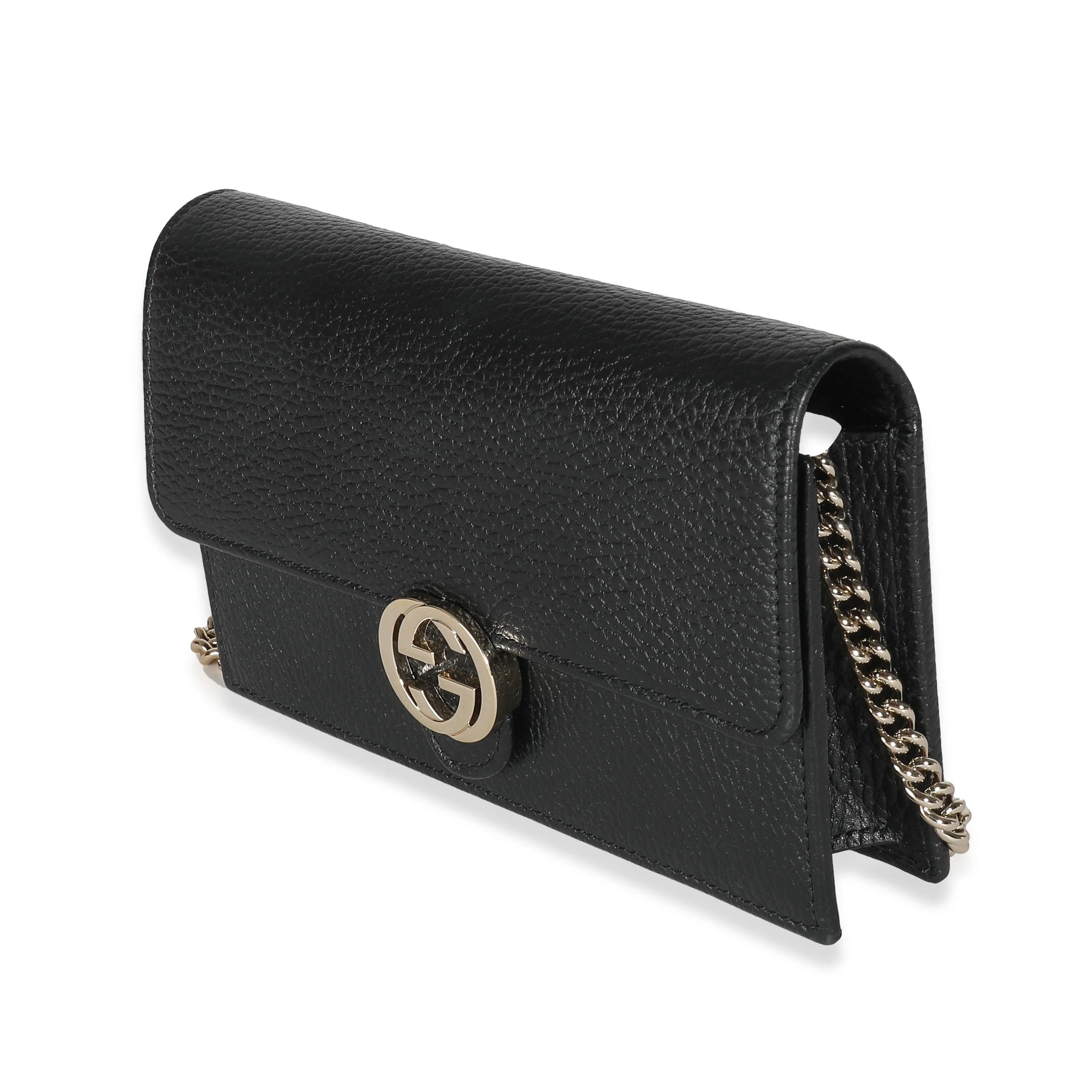 Black Dollar Calfskin Interlocking G Chain Wallet - Image 2