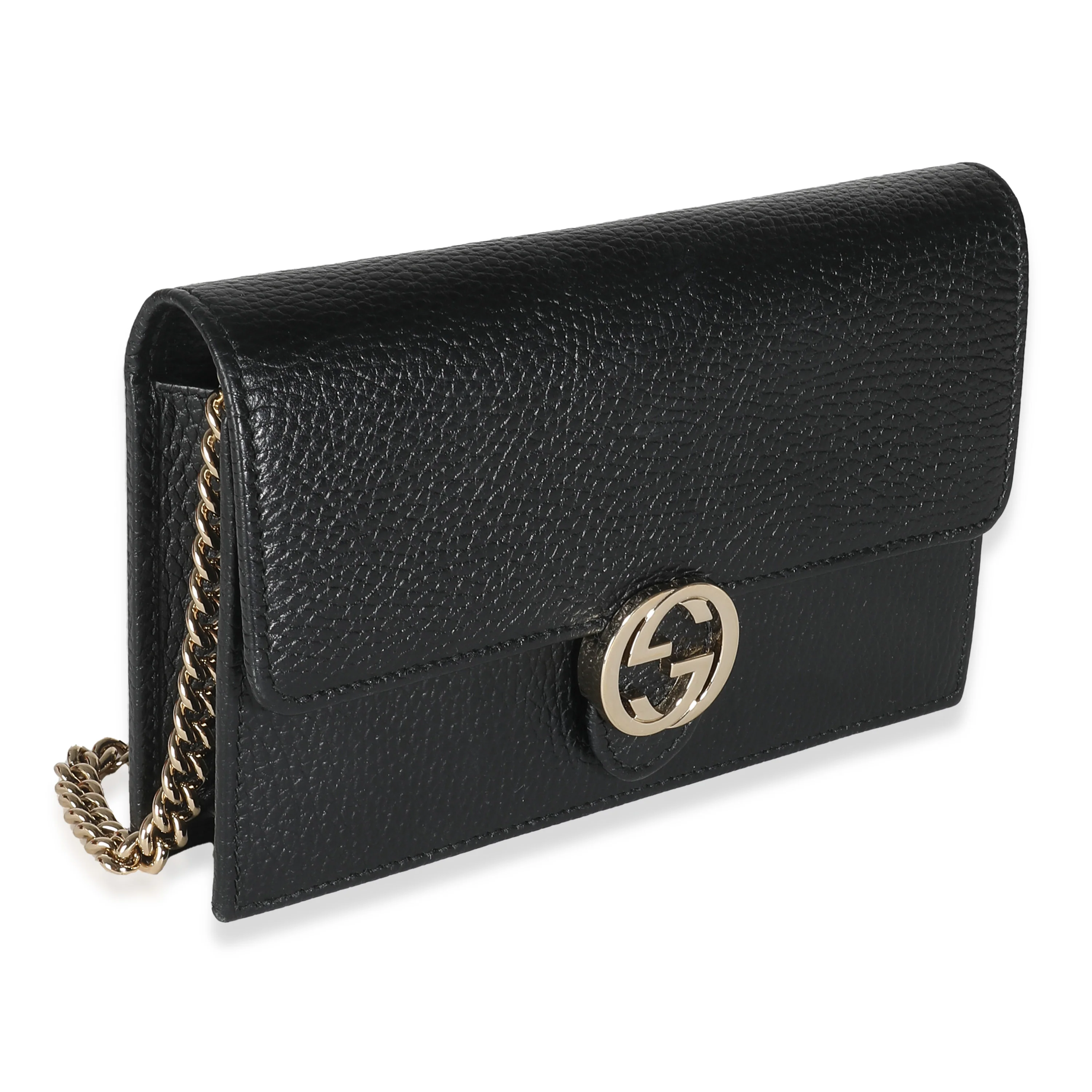 Black Dollar Calfskin Interlocking G Chain Wallet - Image 3
