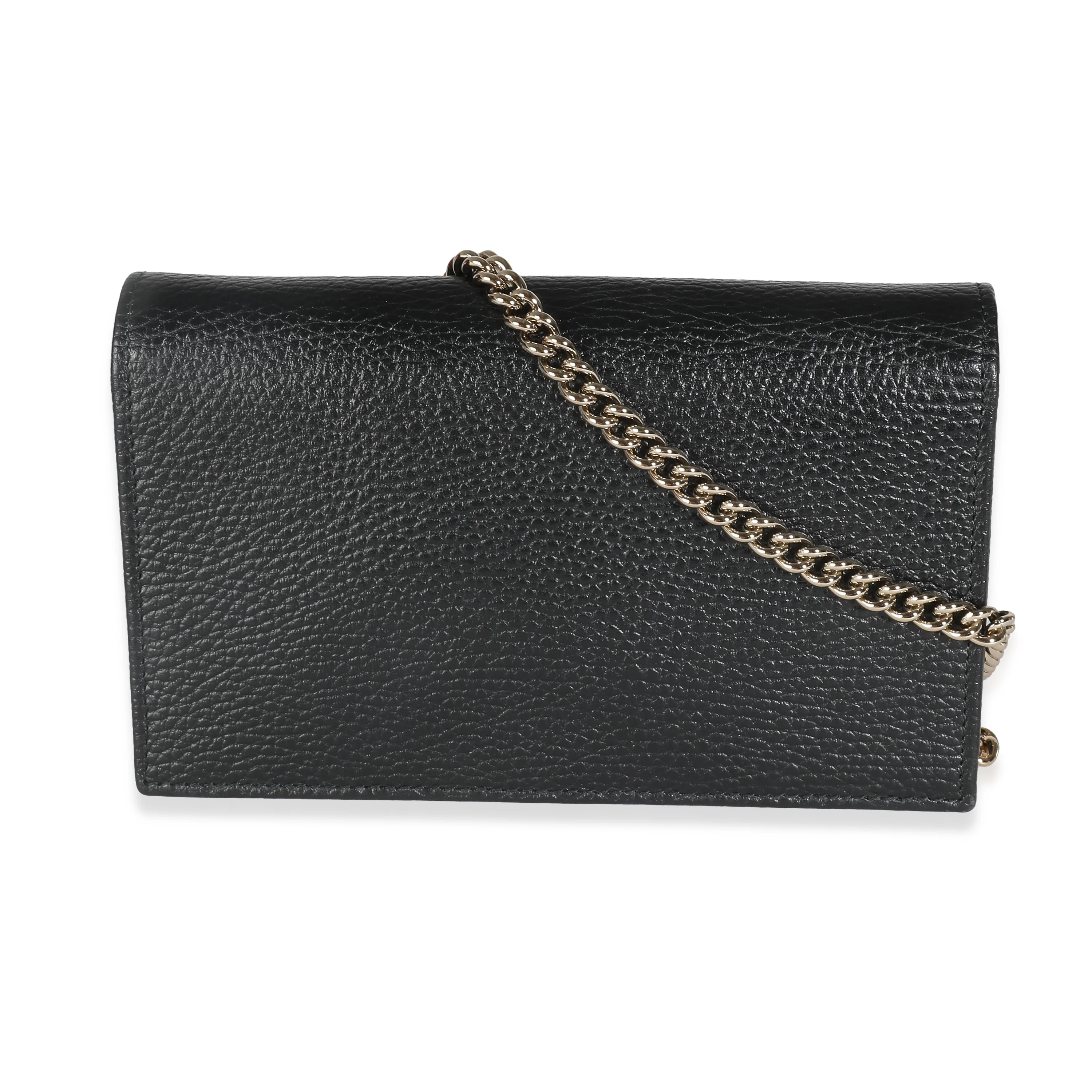 Black Dollar Calfskin Interlocking G Chain Wallet - Image 4