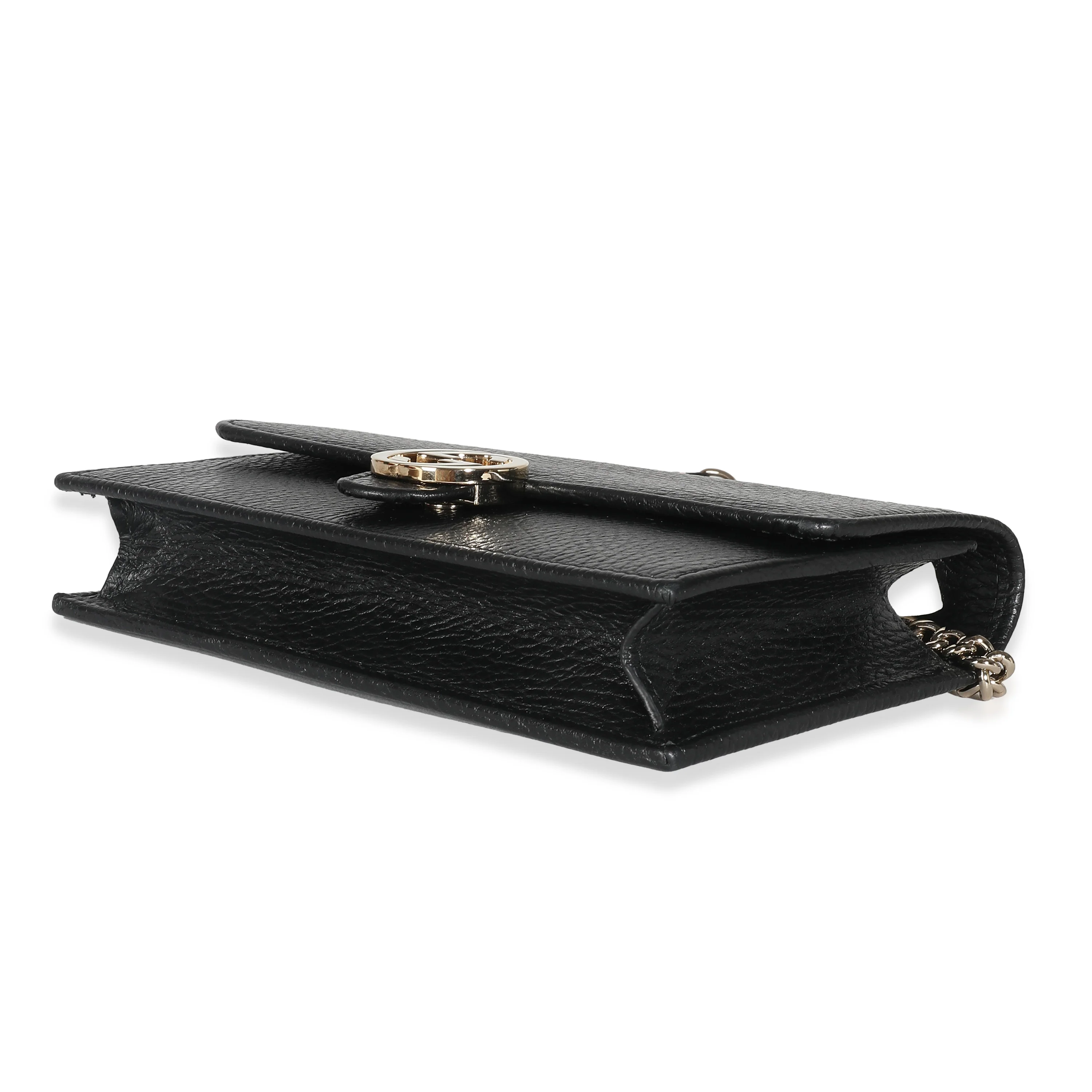 Black Dollar Calfskin Interlocking G Chain Wallet - Image 7