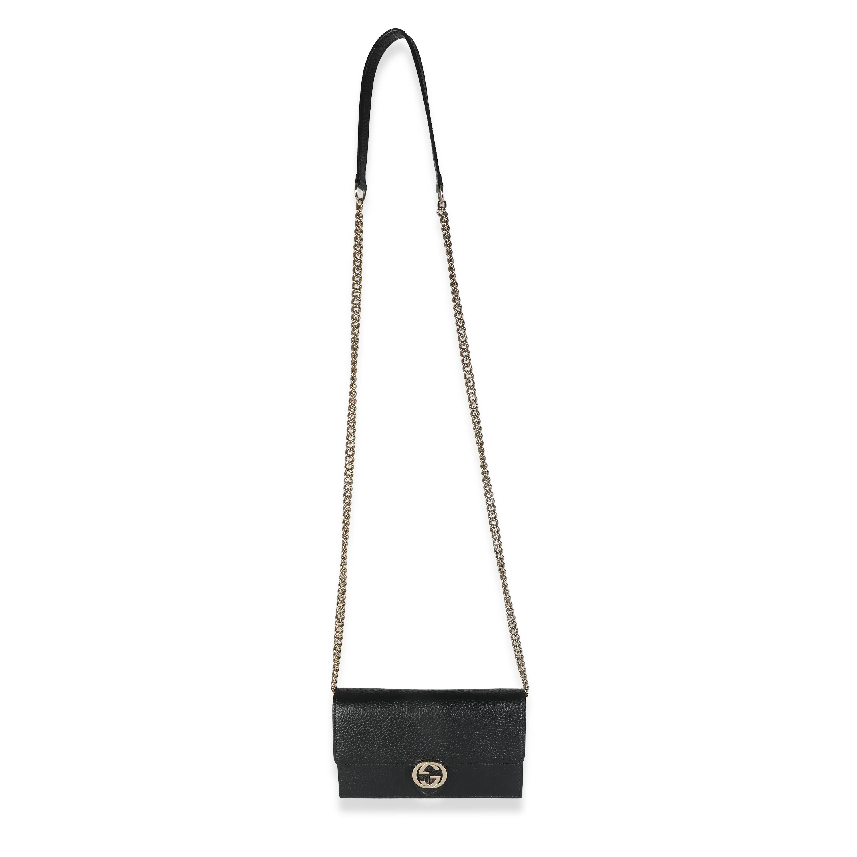 Black Dollar Calfskin Interlocking G Chain Wallet - Image 8