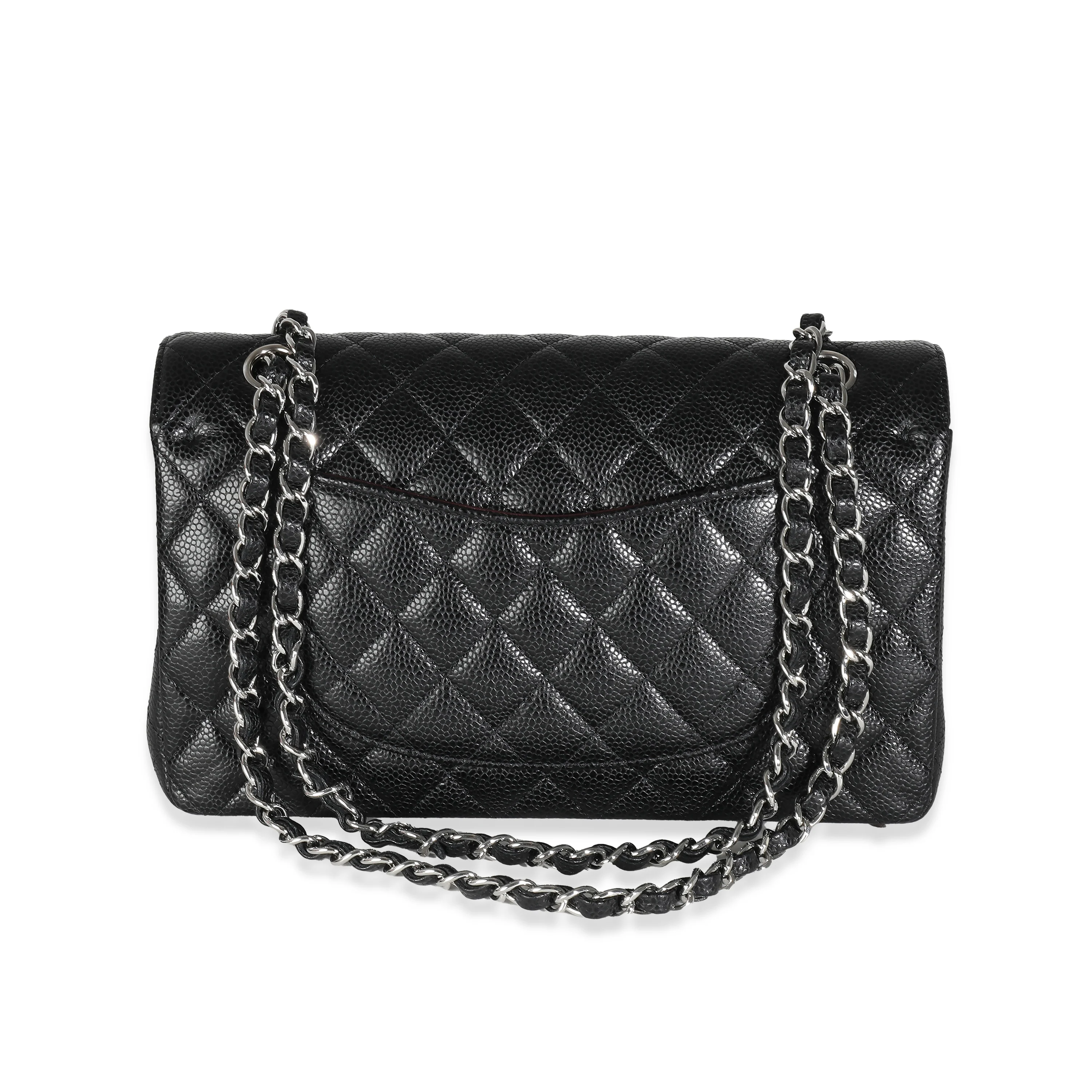 Black Quilted Caviar Medium Classic Double Flap Bag - Image 4