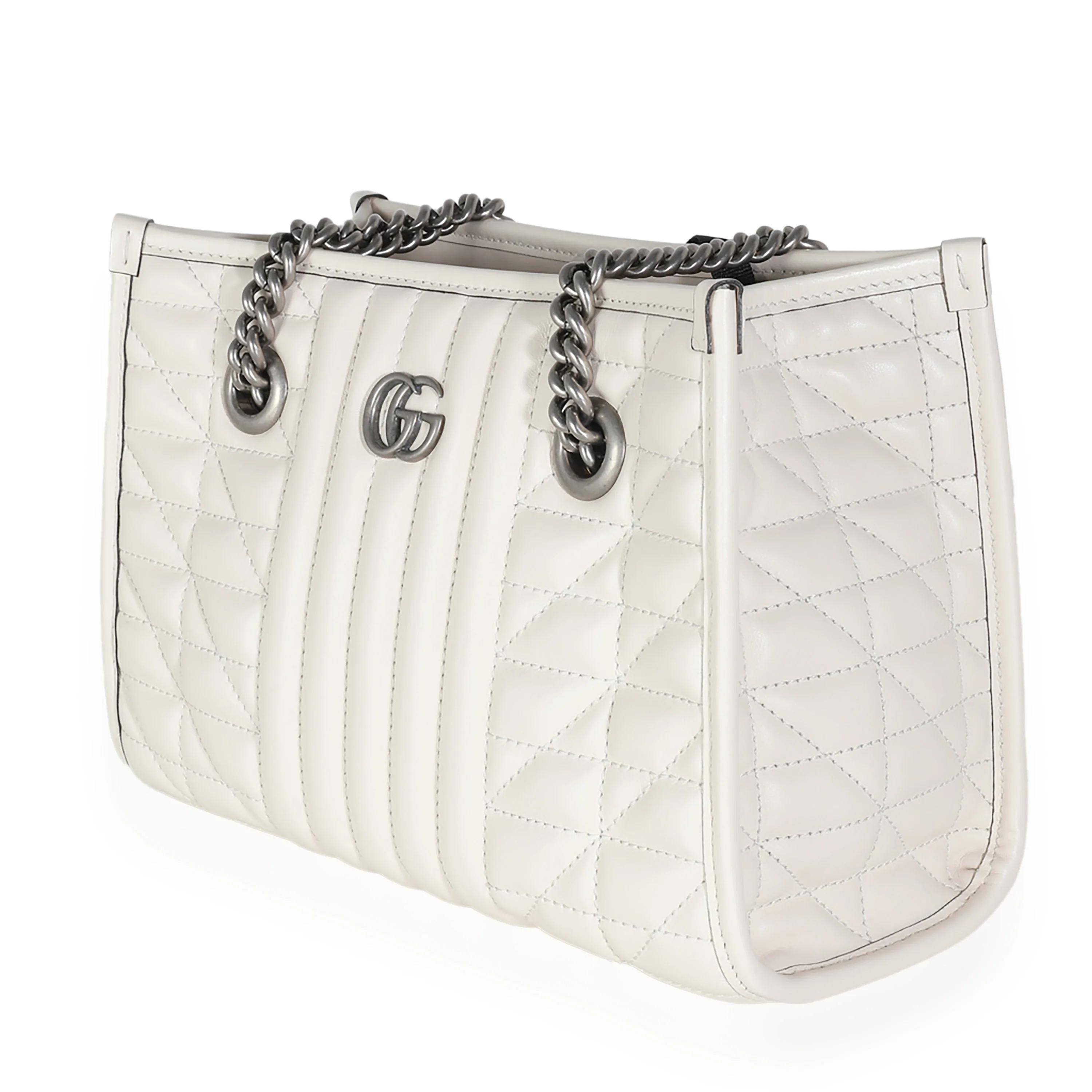 White Calfskin GG Marmont Small Aria Chain Shopping Tote - Image 2