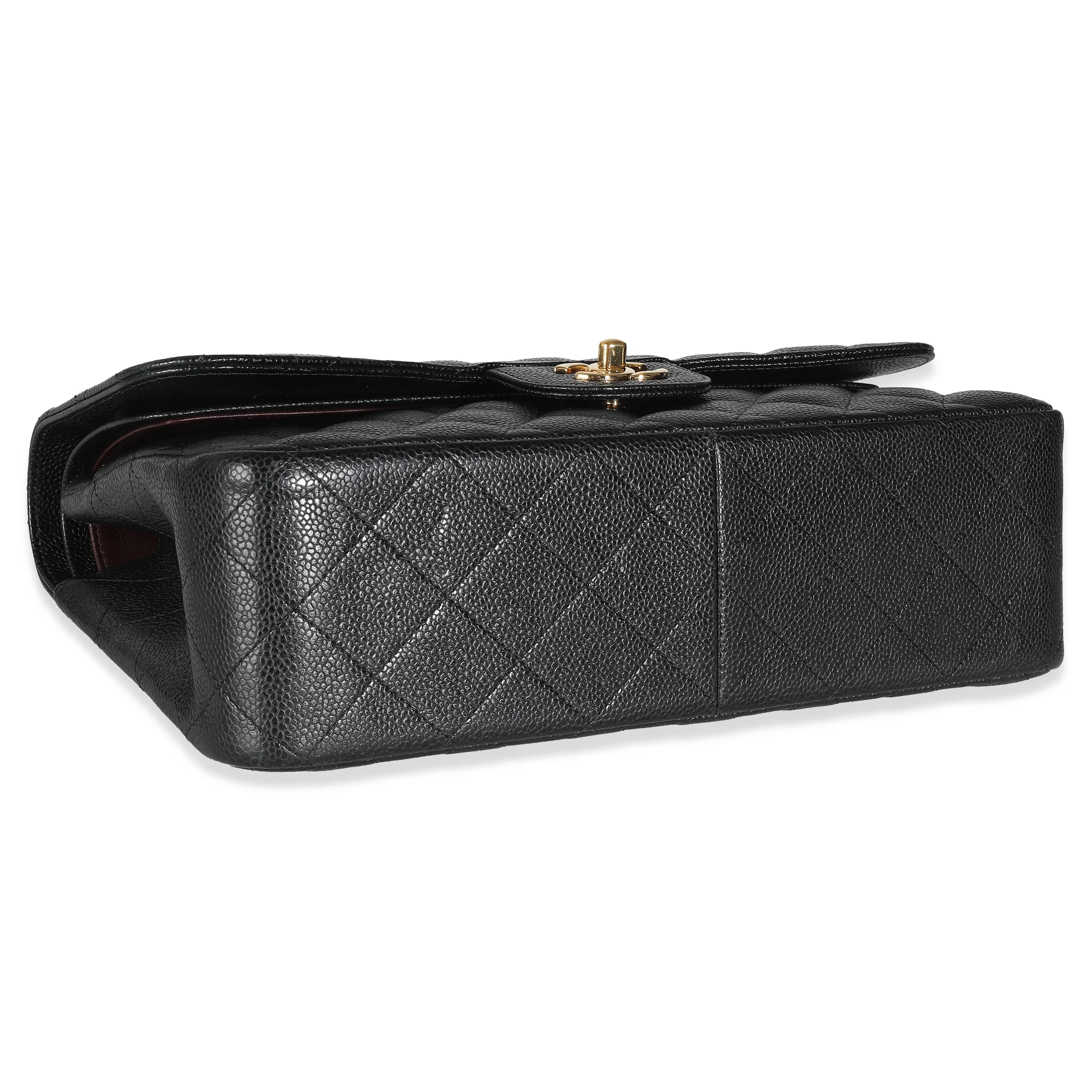 Black Quilted Caviar Jumbo Classic Double Flap Bag - Image 6