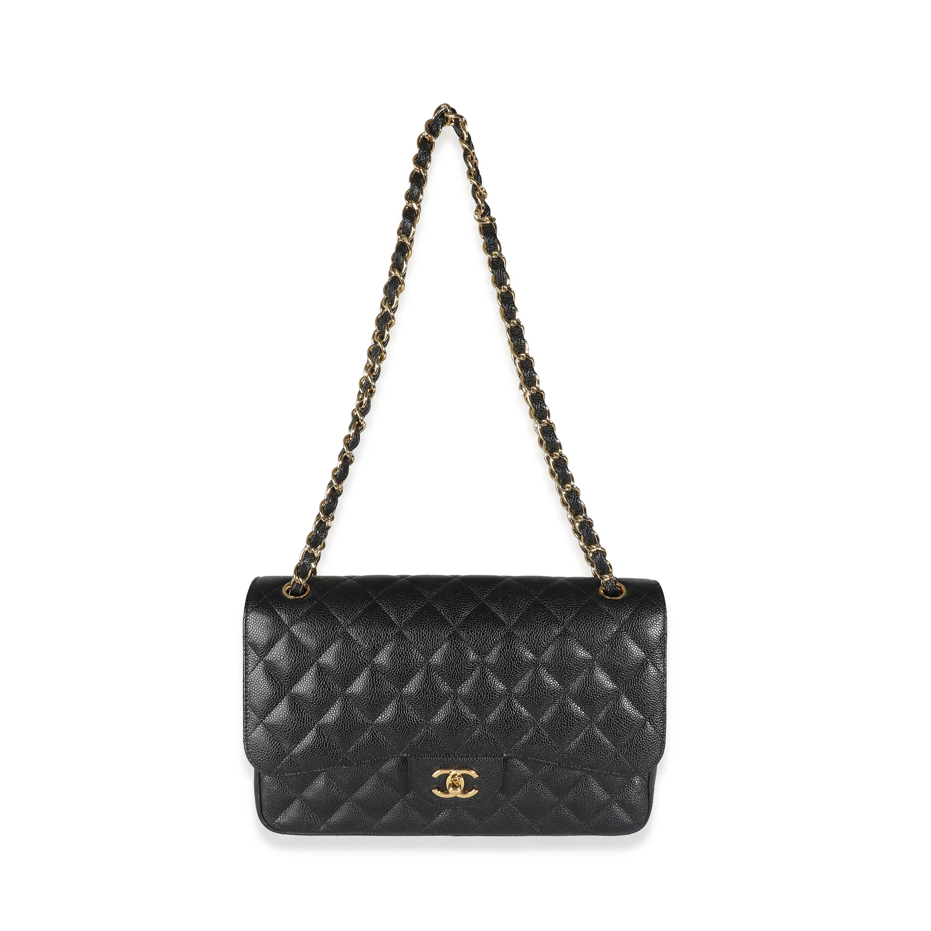Black Quilted Caviar Jumbo Classic Double Flap Bag - Image 8