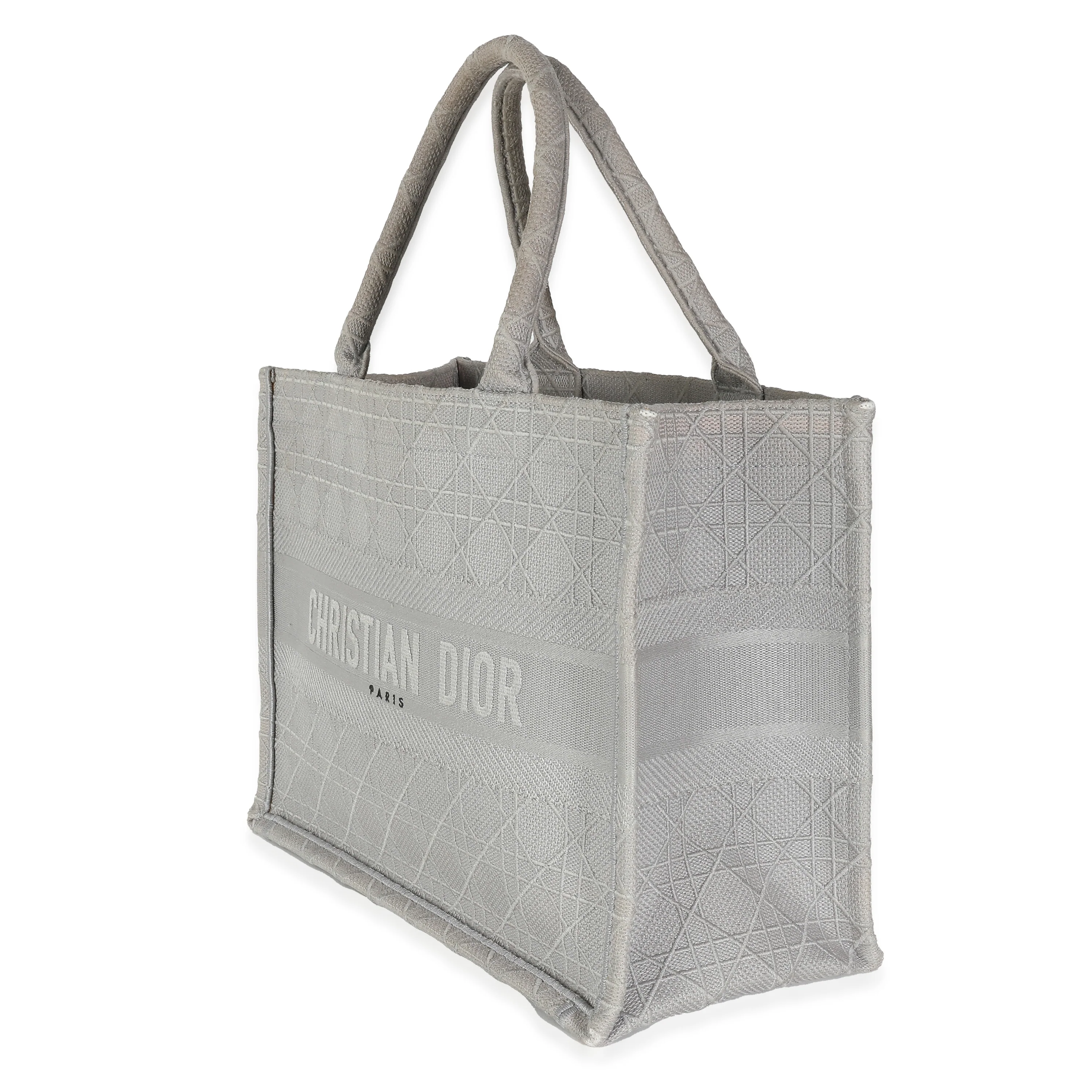 Grey Canvas Cannage Medium Book Tote - Image 2