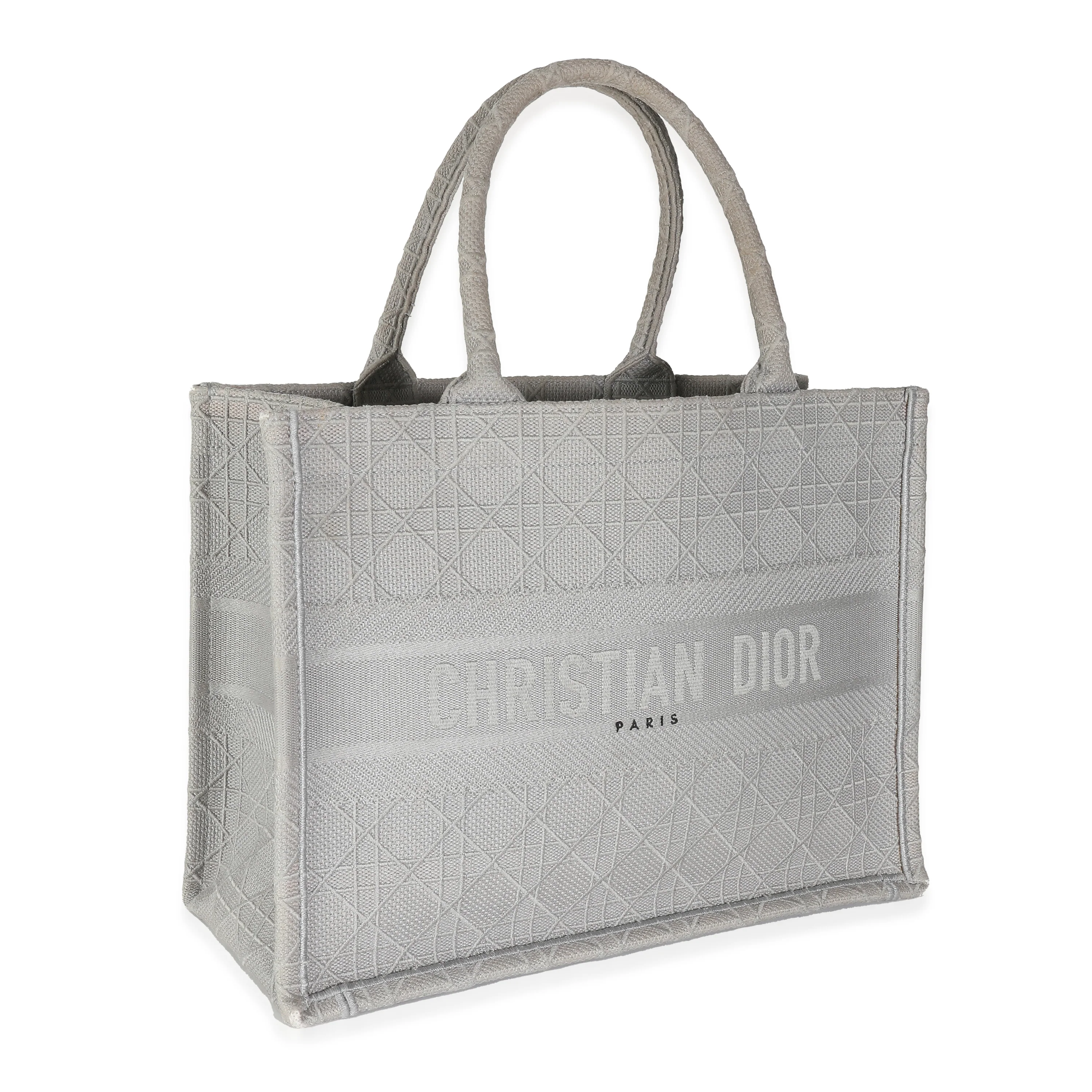 Grey Canvas Cannage Medium Book Tote - Image 3