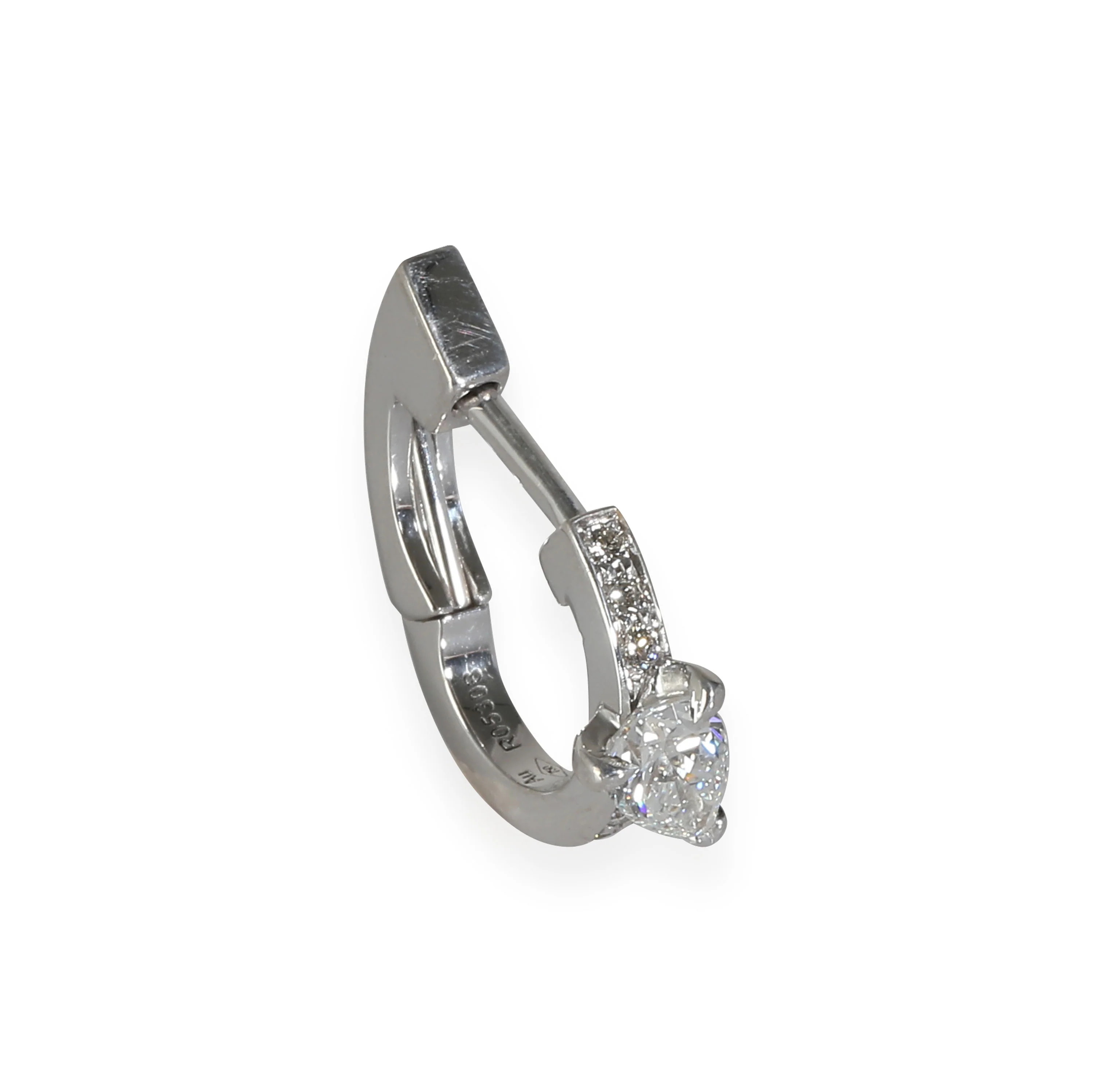 Serti sur Vide Single Hoop Earring in 18k White Gold 0.25 CTW - Image 3