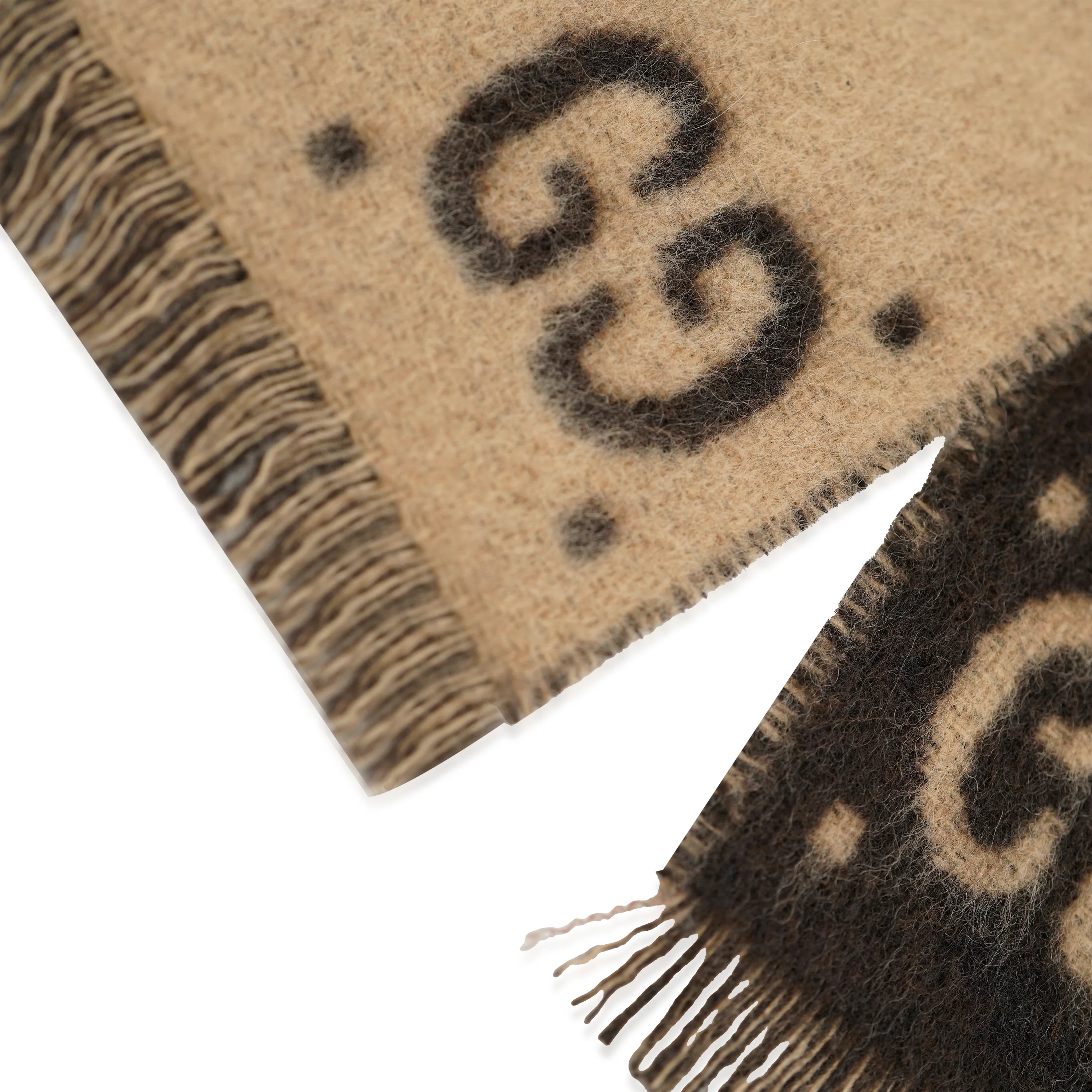 Brown Beige Wool GG Freeda Scarf - Image 4