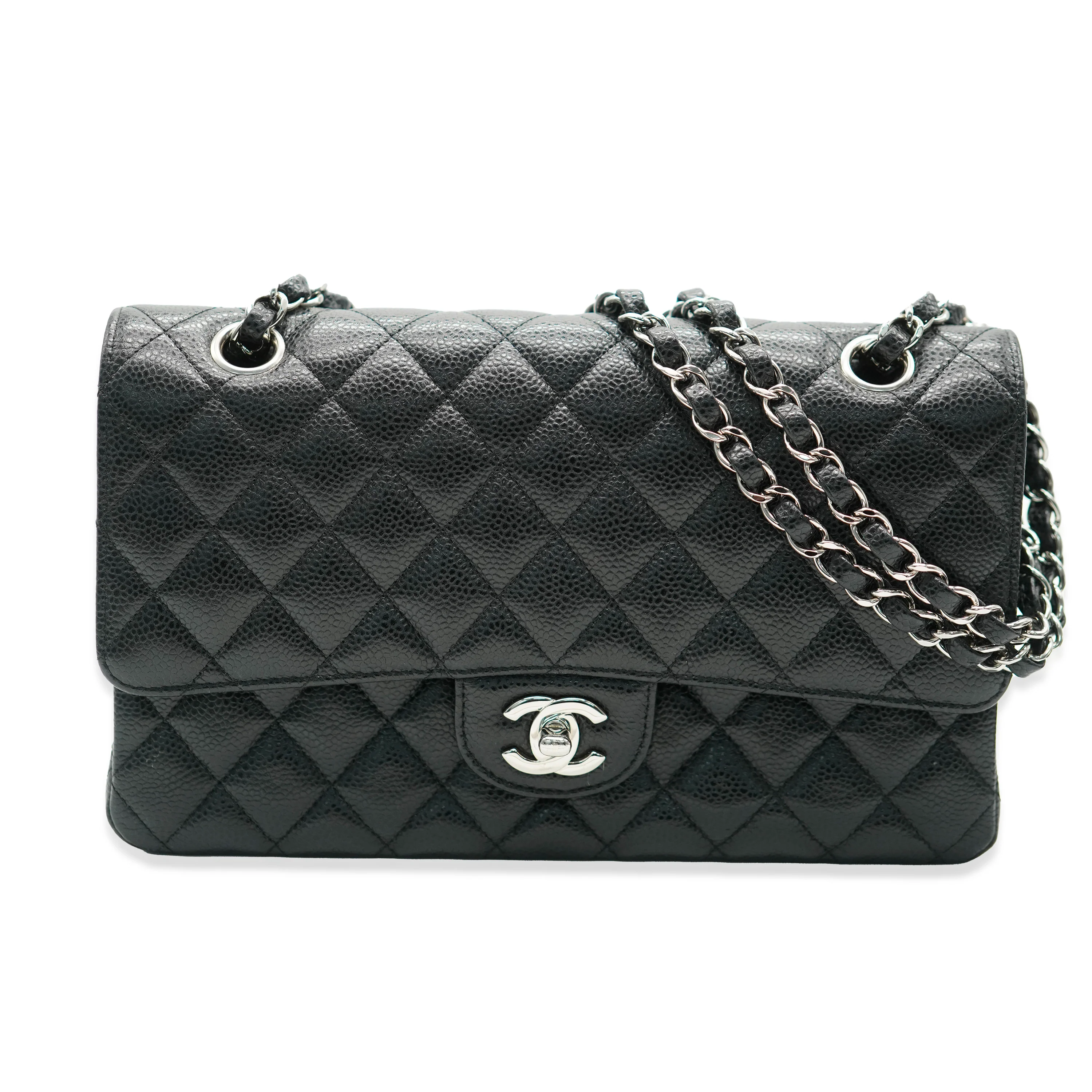 Black Quilted Medium Classic Double Flap Bag