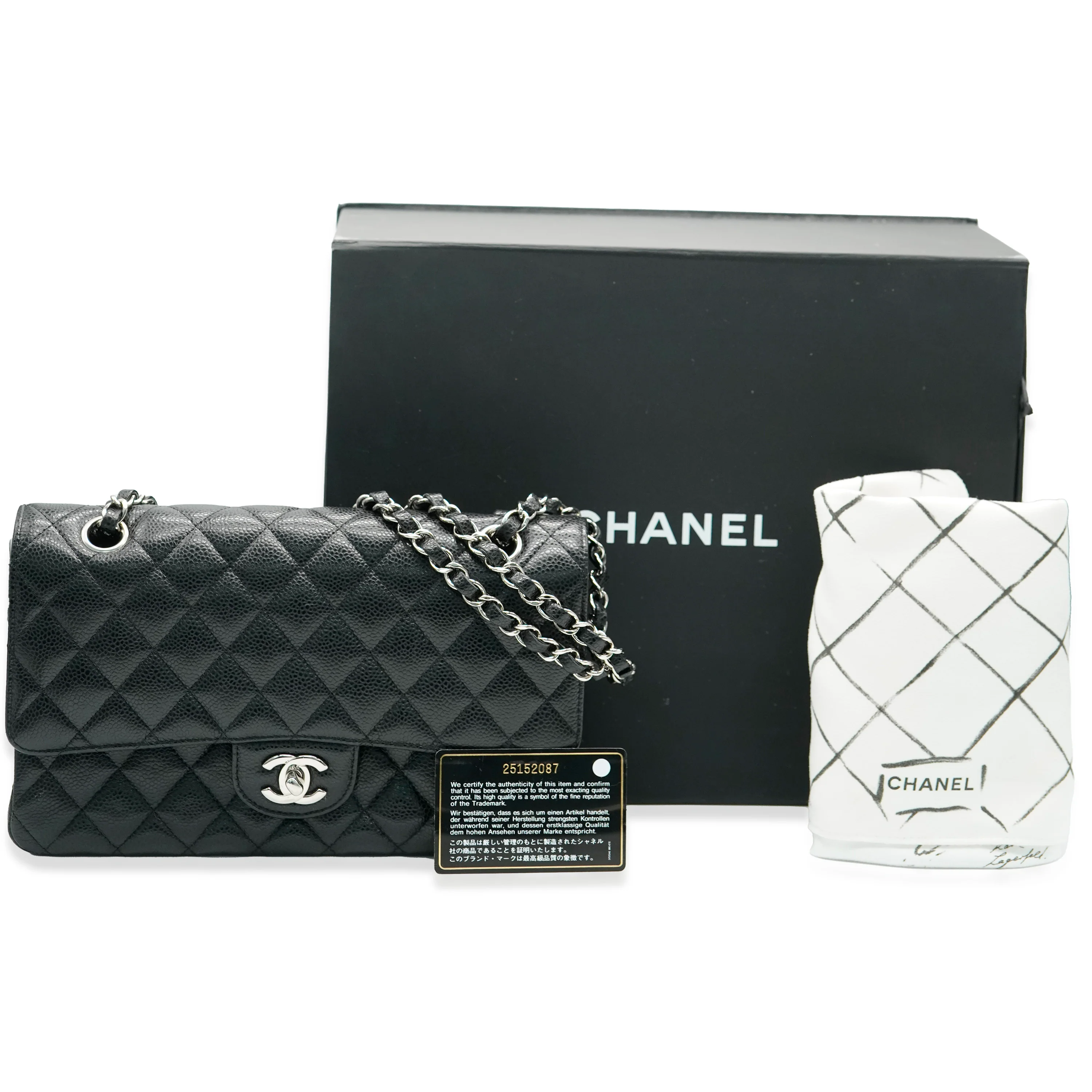 Black Quilted Medium Classic Double Flap Bag - Image 6