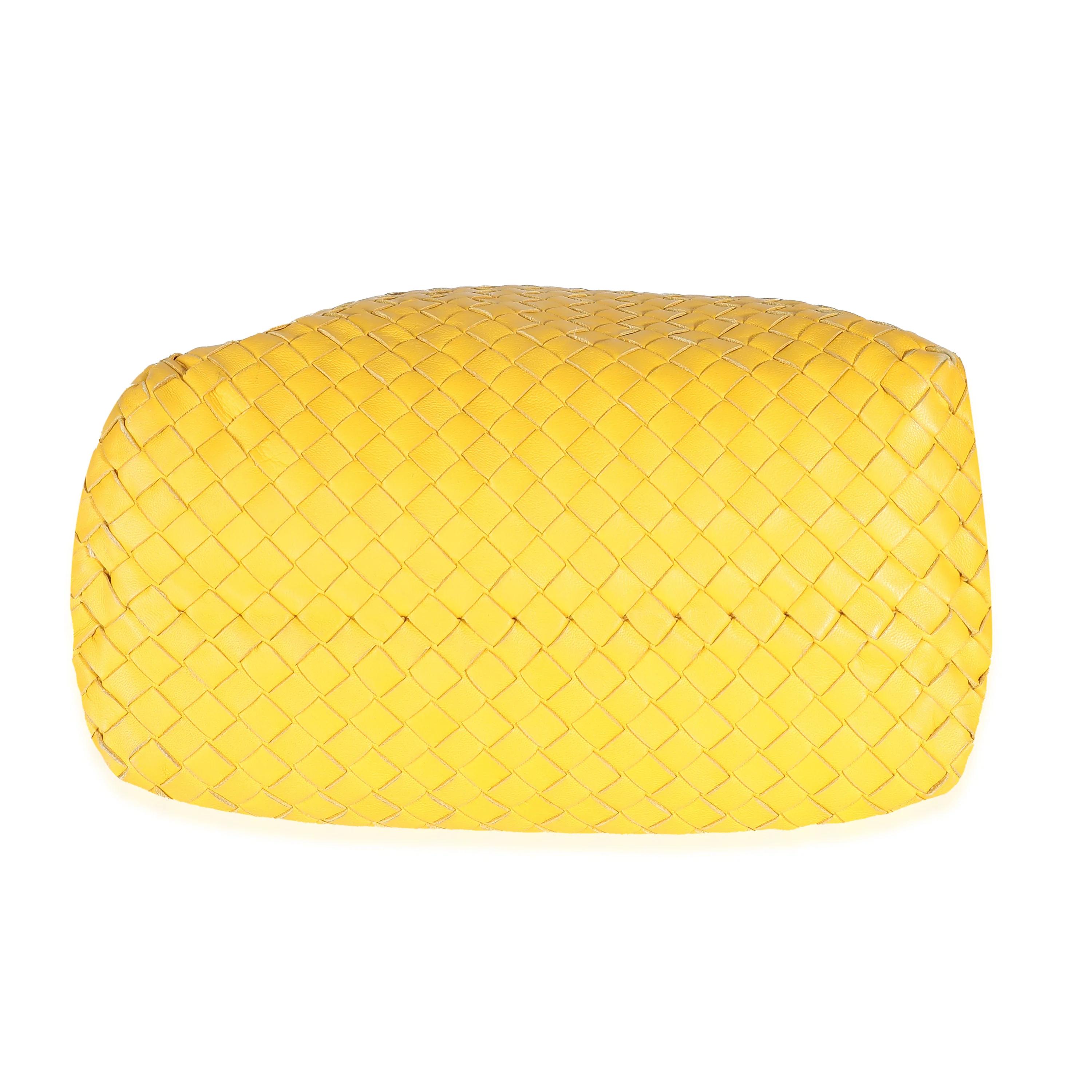 Yellow Intrecciato Nappa Vertical Shopper Tote - Image 4