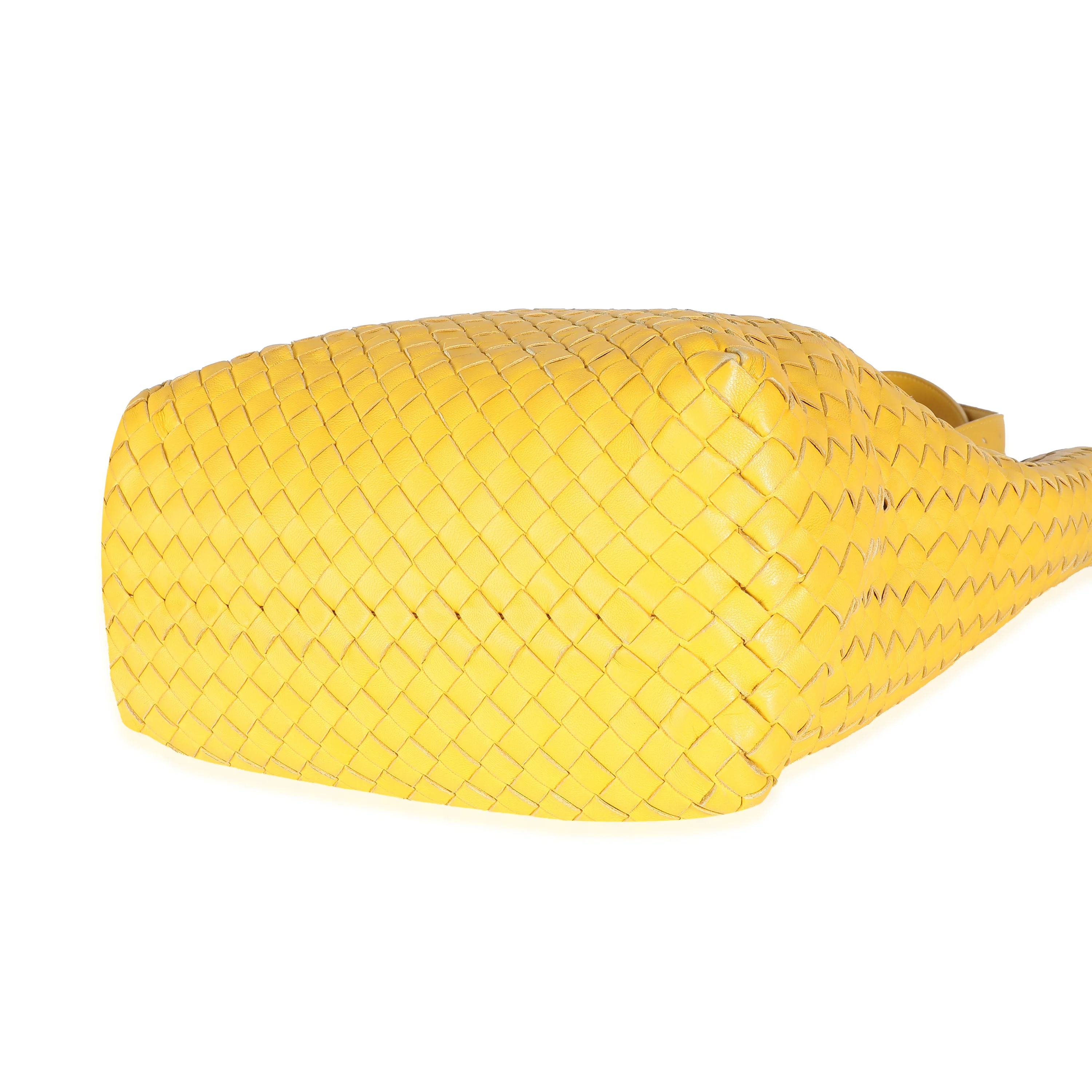 Yellow Intrecciato Nappa Vertical Shopper Tote - Image 6
