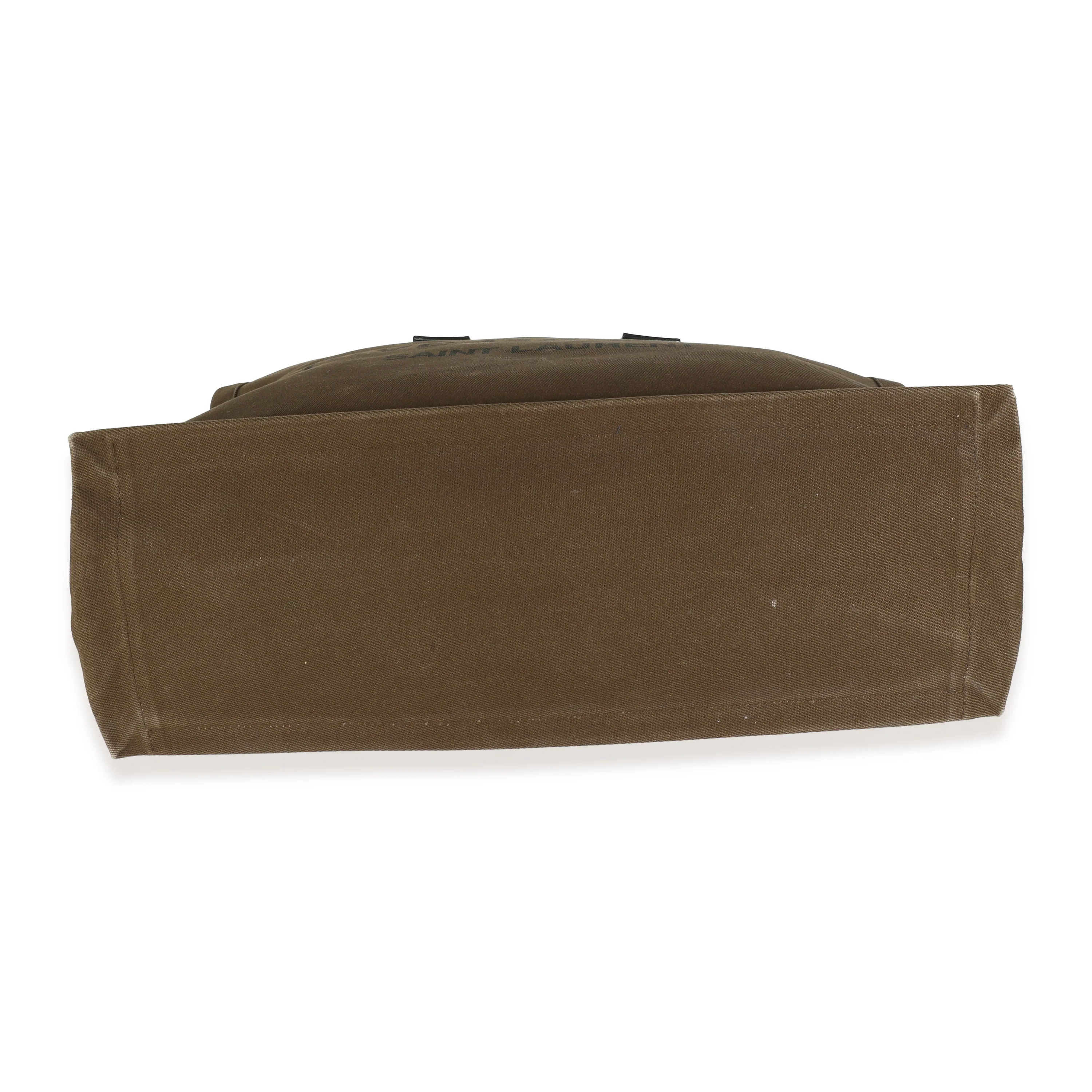 Khaki Canvas Black Calfskin Rive Gauche Tote - Image 5