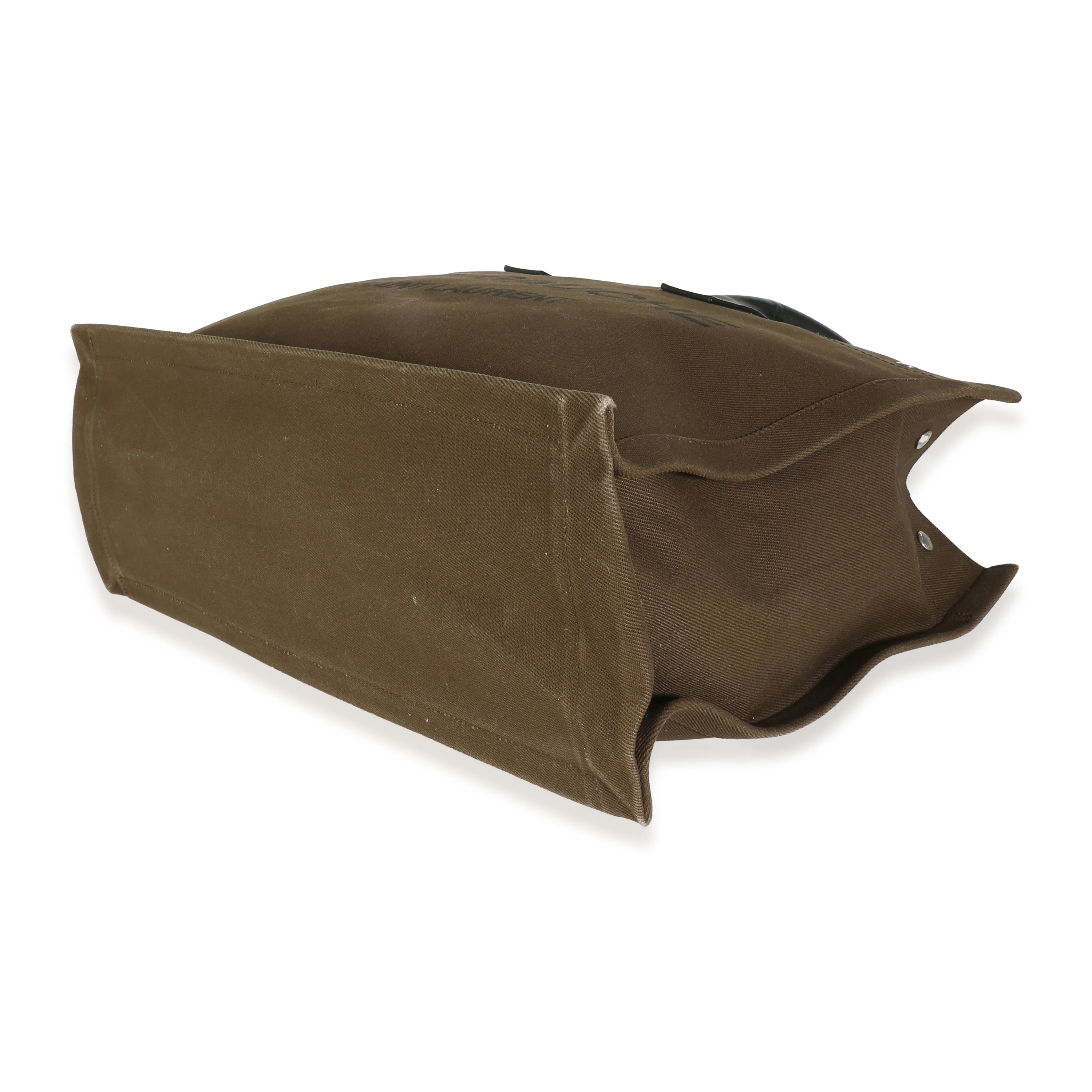 Khaki Canvas Black Calfskin Rive Gauche Tote - Image 7
