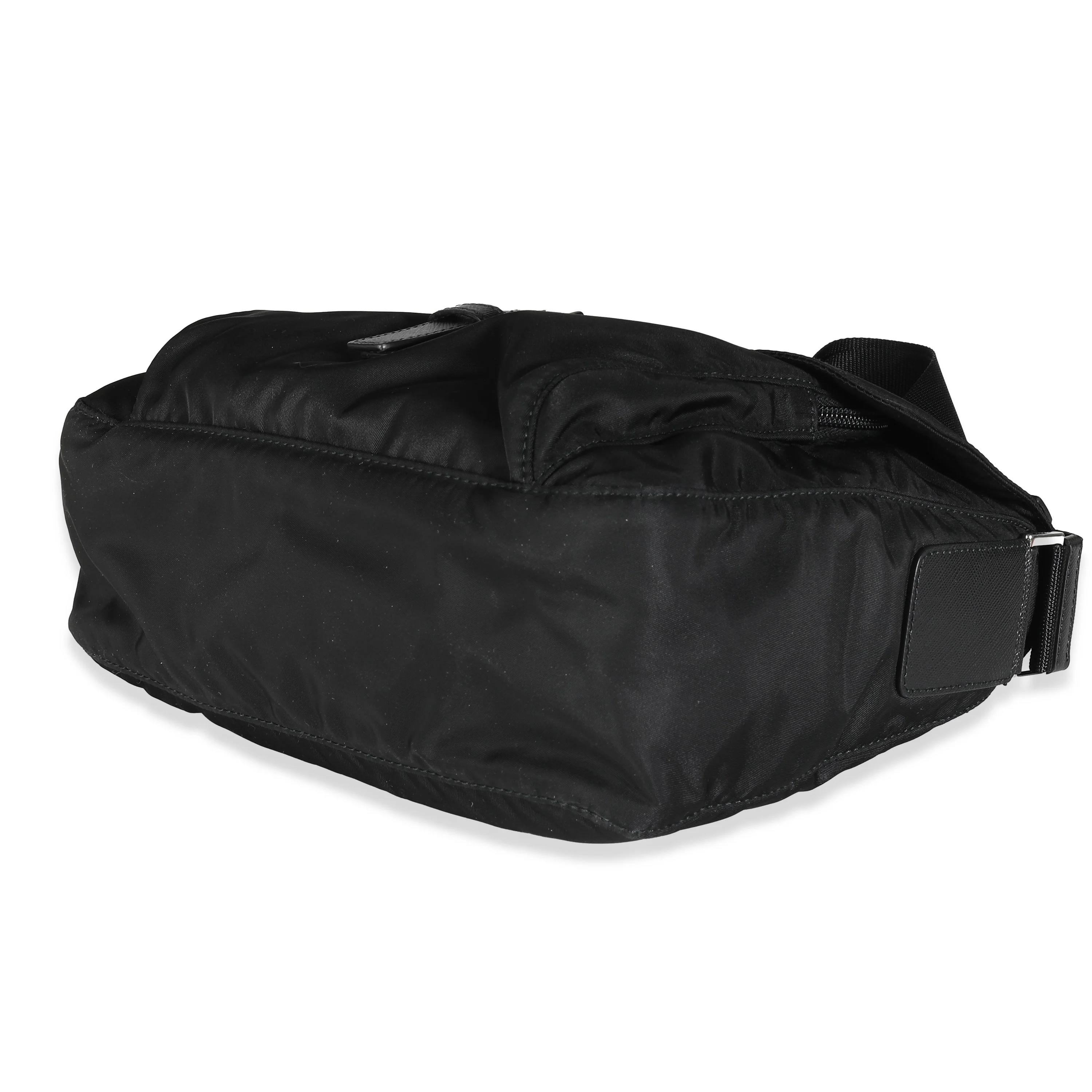 Black Re-Nylon Front Pocket Shoulder Bag - Image 6