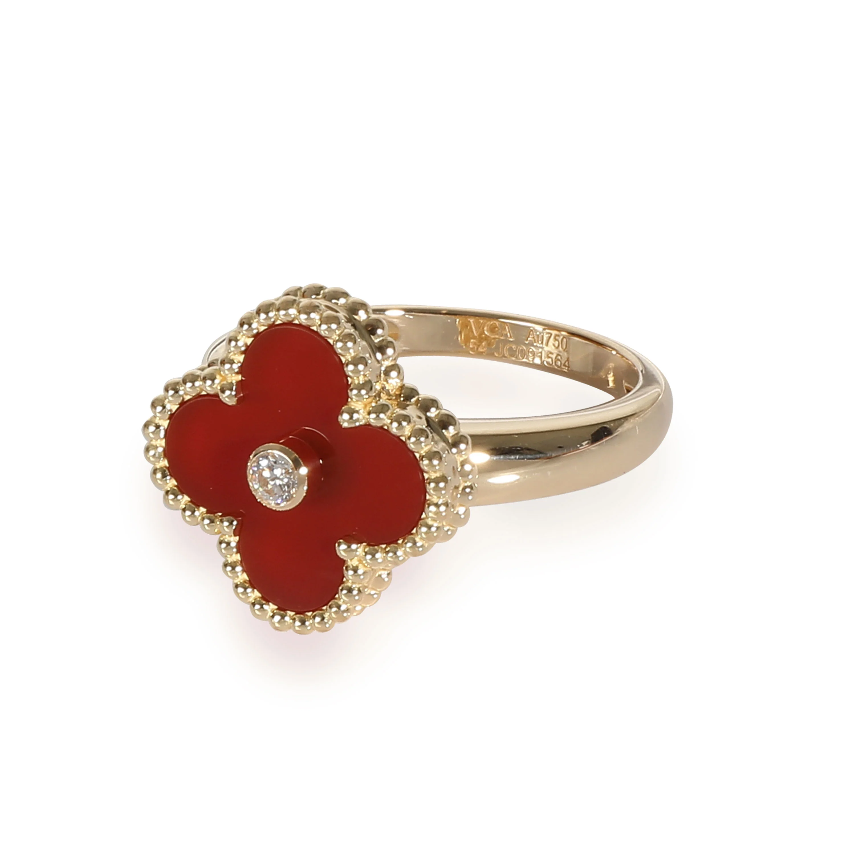 Van Cleef & Arpels Vintage Alhambra Carnelian Ring in 18K Yellow Gold 0.05 CTW - Image 2