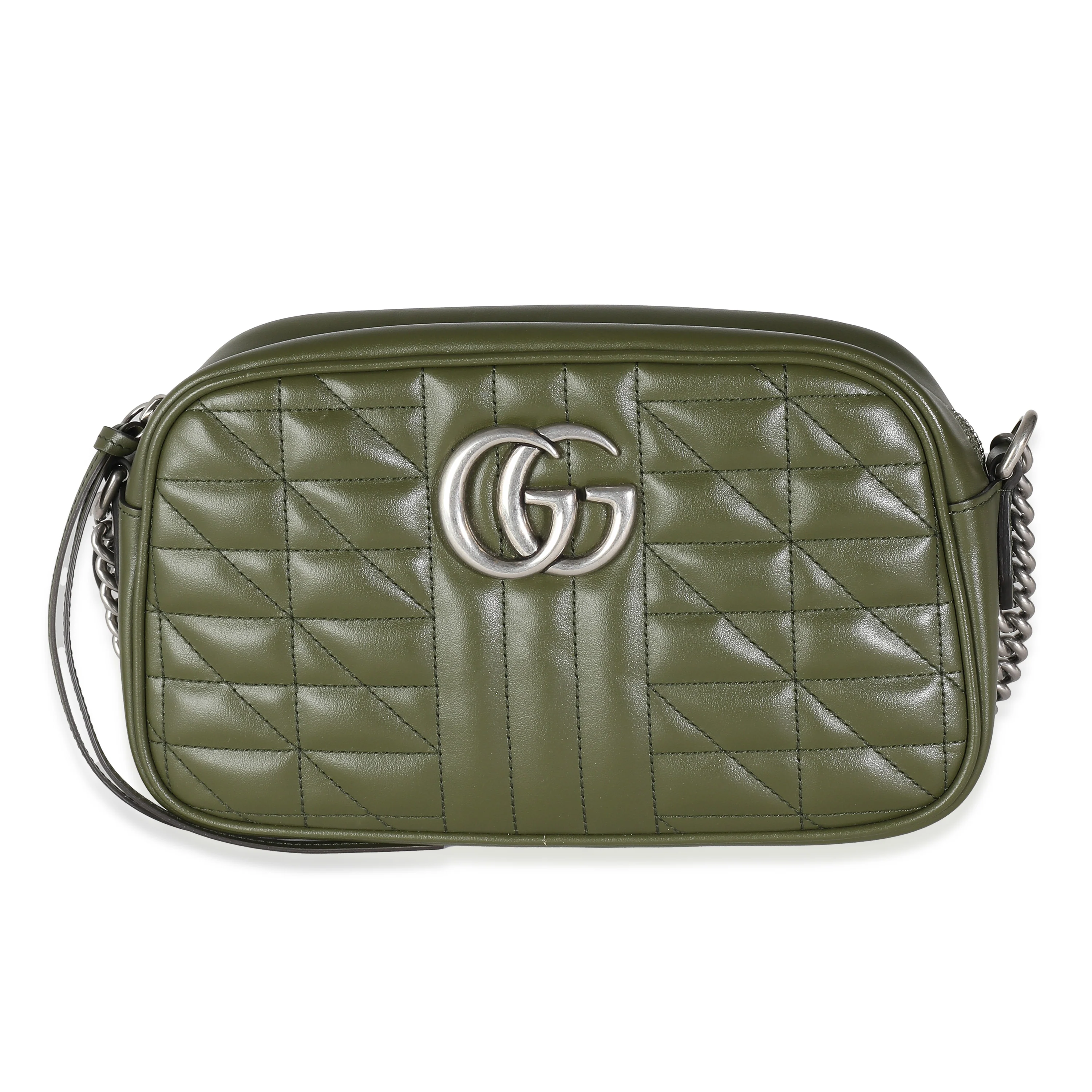 Gucci Green Matelasse Calfskin Small Aria Marmont Bag