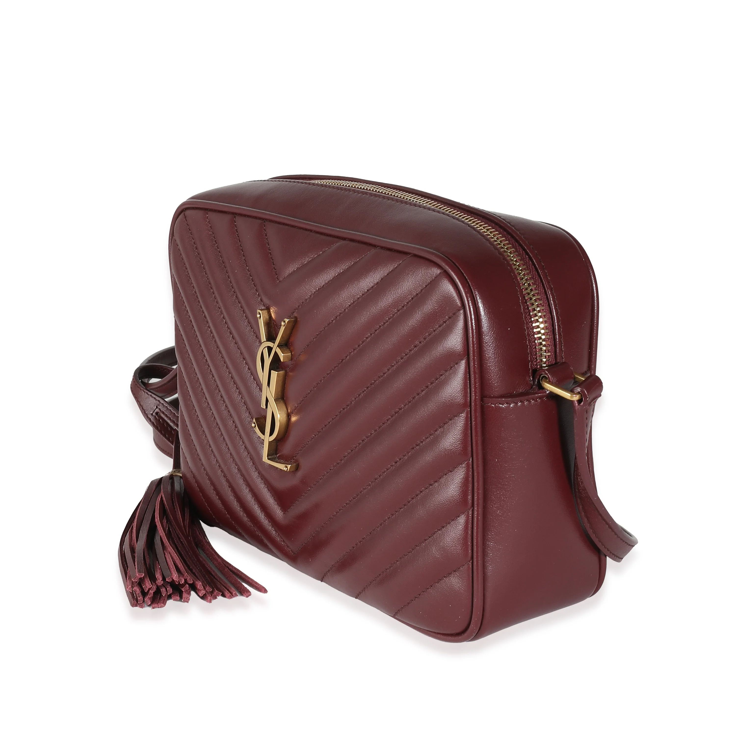 Saint Laurent Burgundy Matelasse Calfskin Lou Camera Bag - Image 2