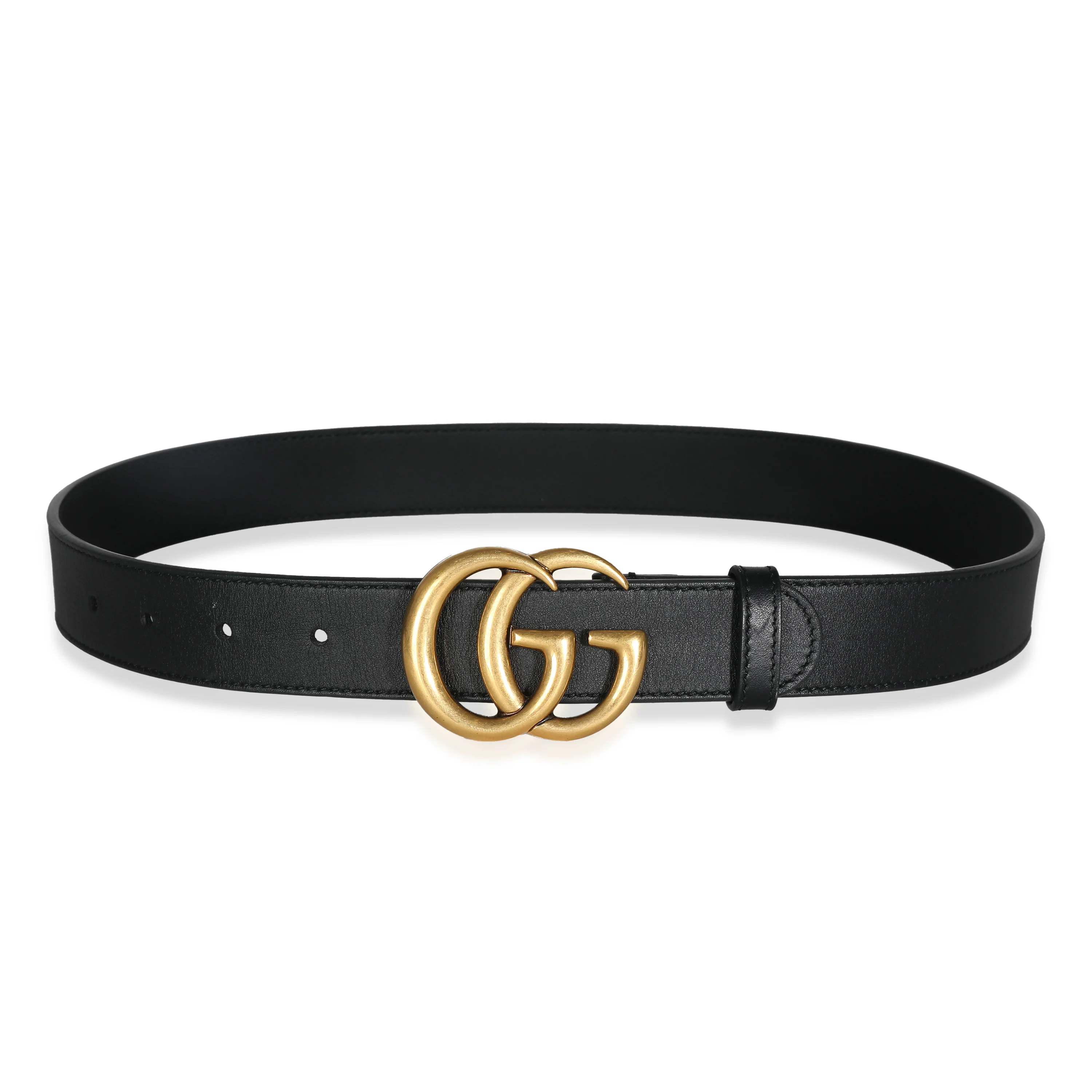 Black Leather Double G Belt